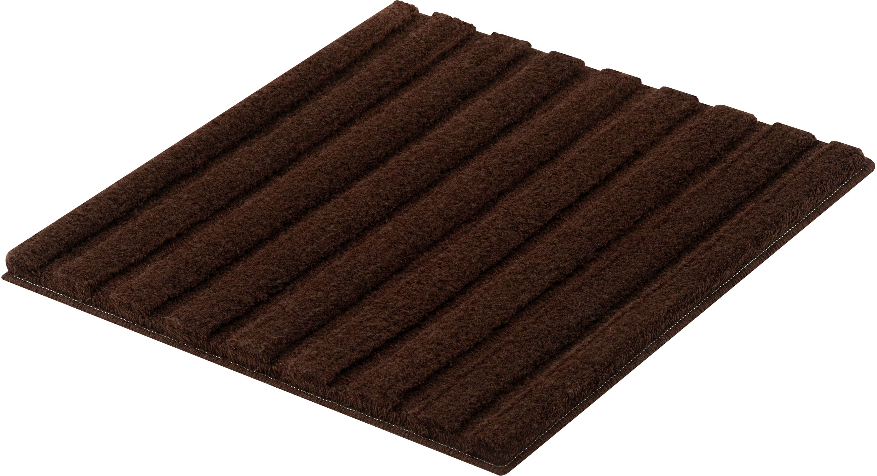 Kleine Wolke "Cord, Badvorleger, Badezimmer Teppich" Höhe 25 mm rutschhemmend beschichtet fußbodenheizungsgeeignet Badteppich, Streifen Design, Hoch-Tief Effekt