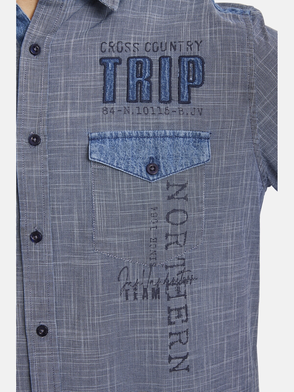 Jan Vanderstorm Jeanshemd »Kurzarmhemd NATTFARI«, (1 tlg.), mit Applikationen im Denimlook