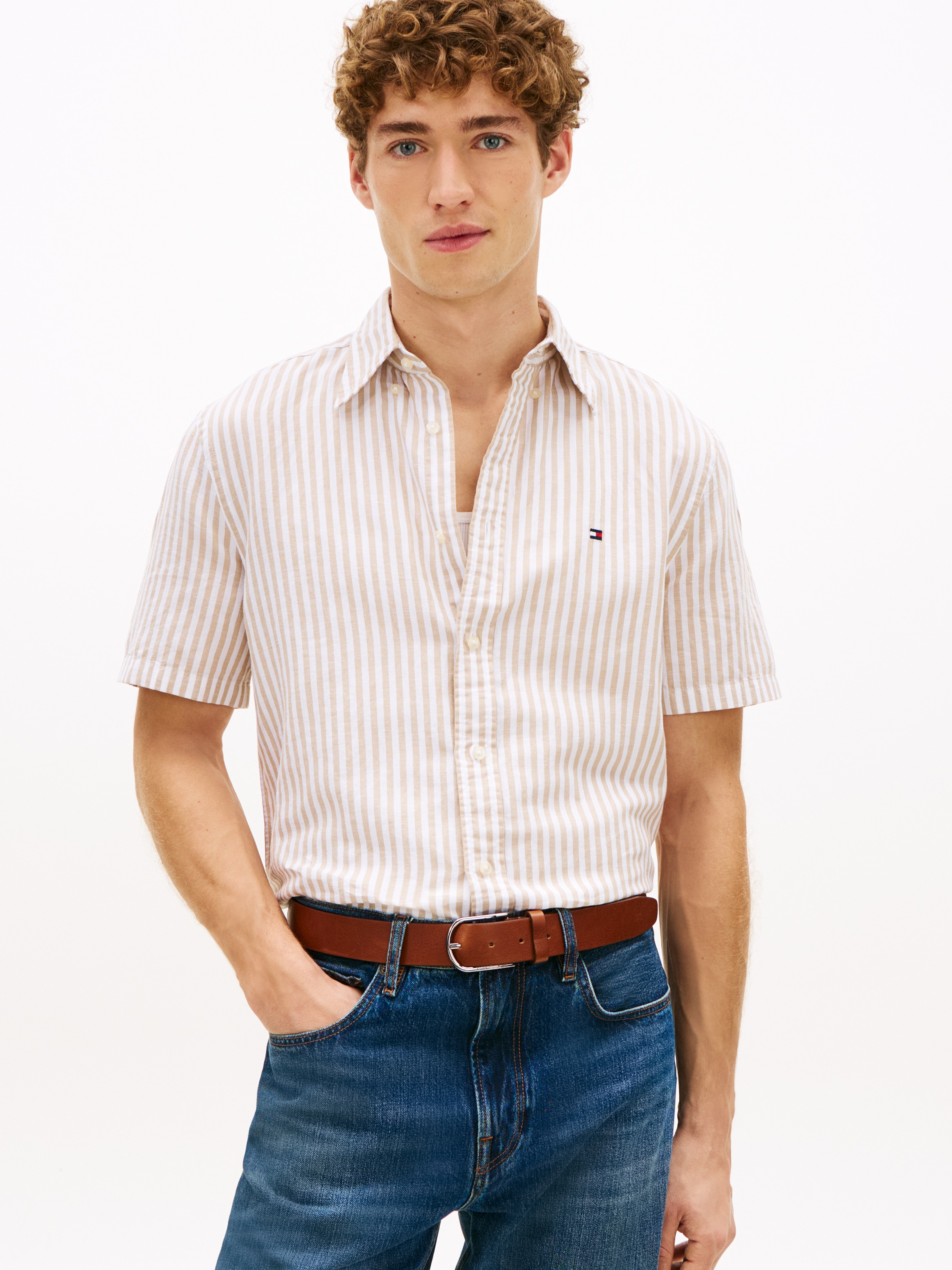 Tommy Hilfiger Kurzarmhemd "LINEN BLEND BENGAL STRIPE" regular fit, gestrei günstig online kaufen