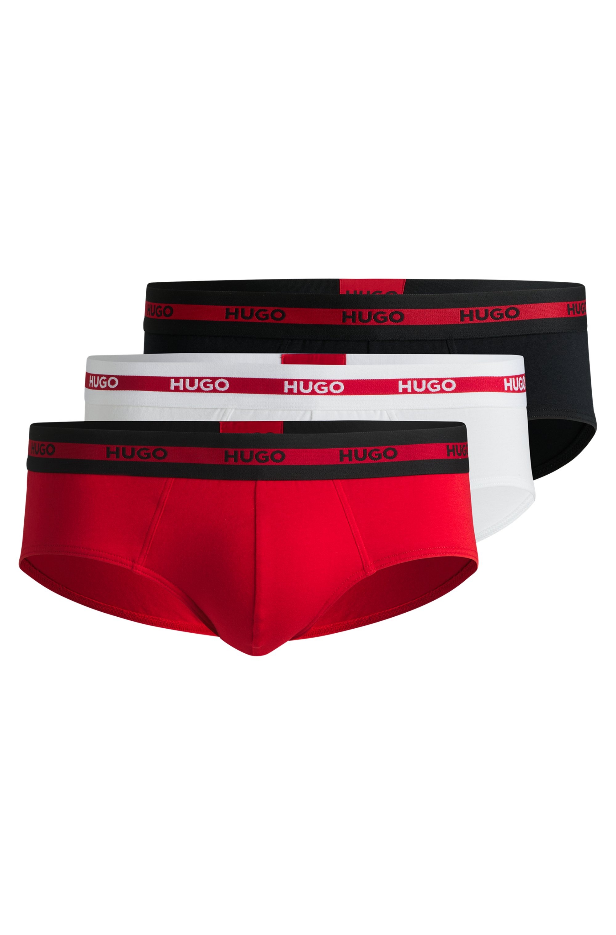 HUGO Underwear Slip, (Packung, 3 St., Im Dreierpack), mit Kontraststreifen und Logoschriftzügen auf dem Bund