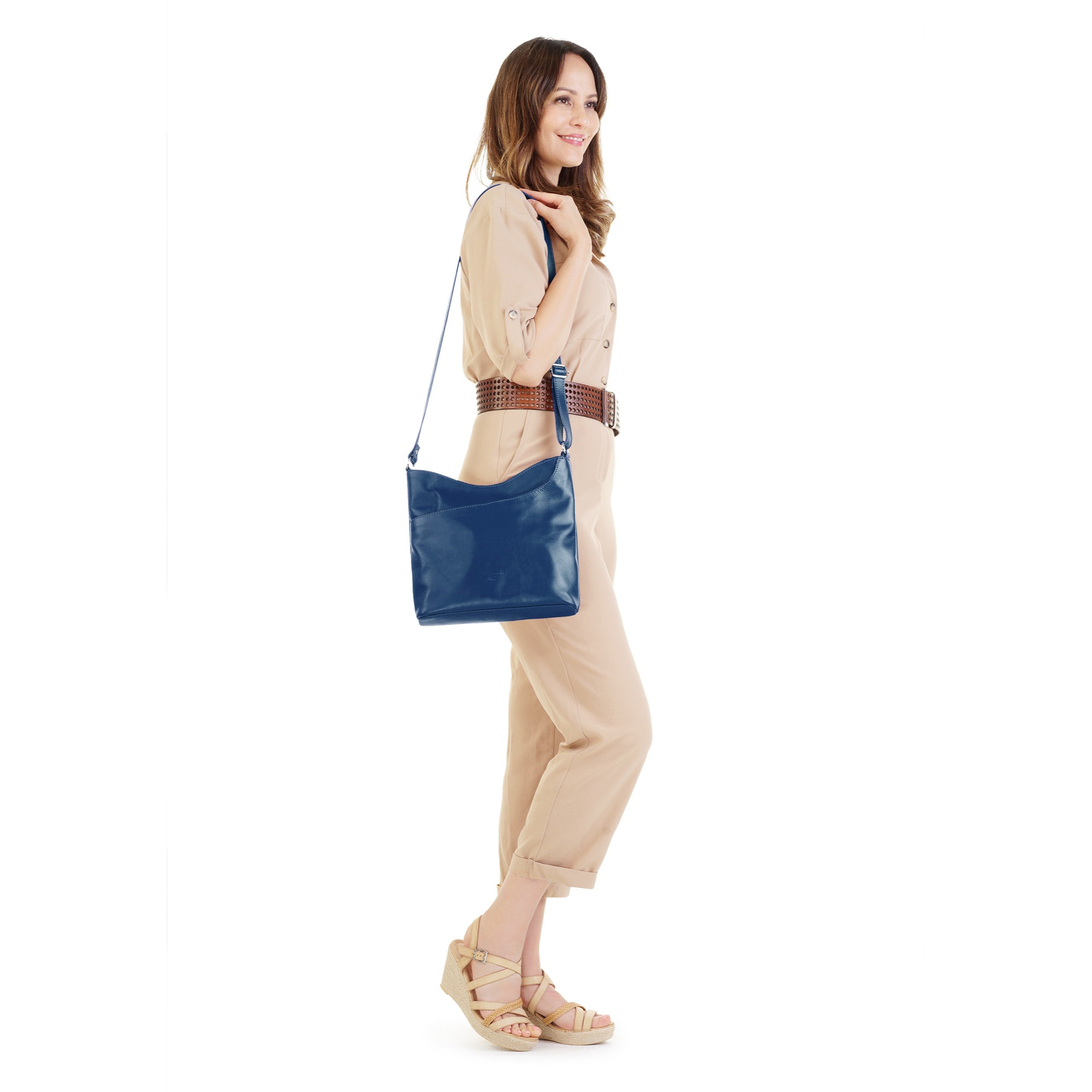 Samantha Look Umhängetasche, echt Leder, Made in Italy