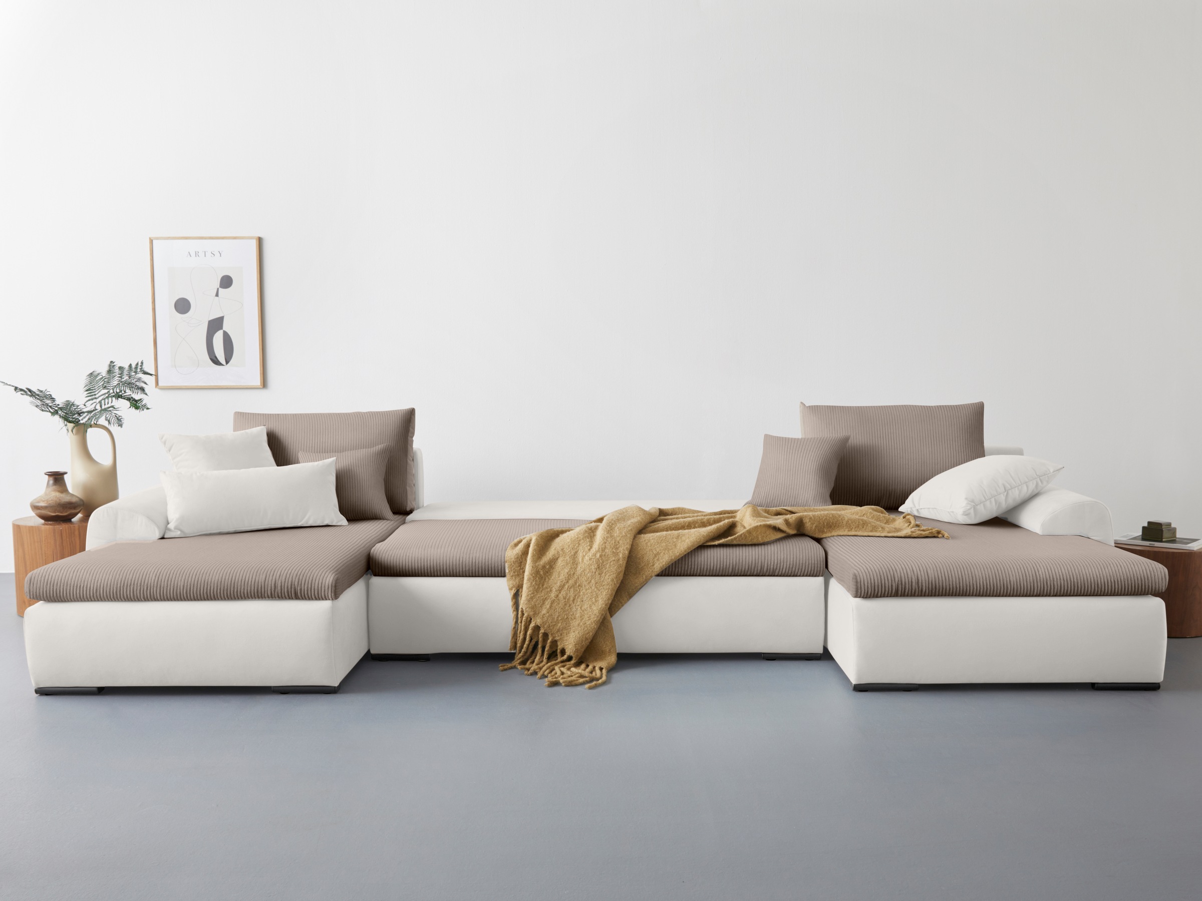 Home affaire Wohnlandschaft »Win U-Form«, wahlweise mit Bettfunktion und Bettkasten