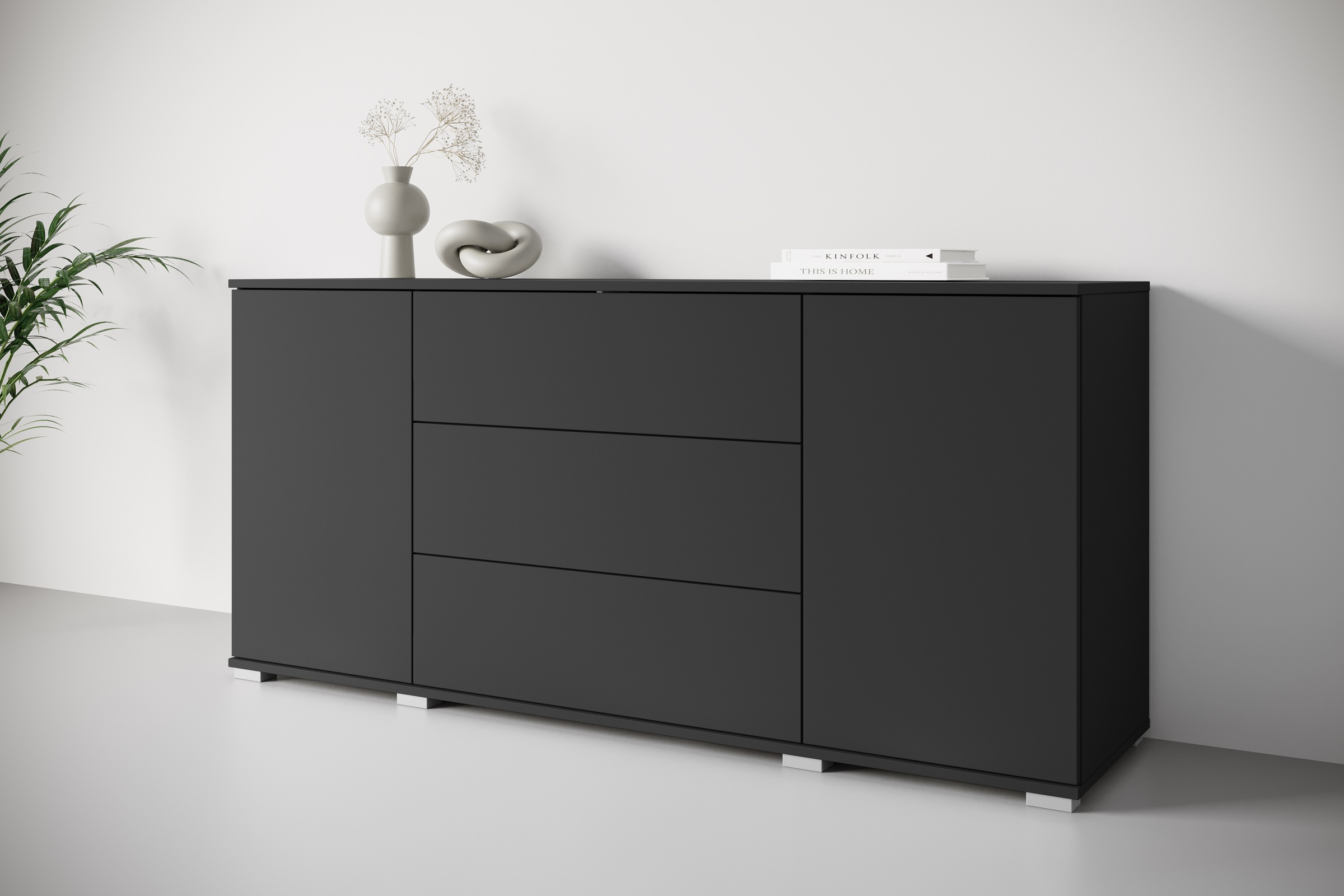 INOSIGN Sideboard »Kenia«, (1 St.), Modernes Sideboard mit 3 Schubladen und 4 Fächern, Breite 150 cm