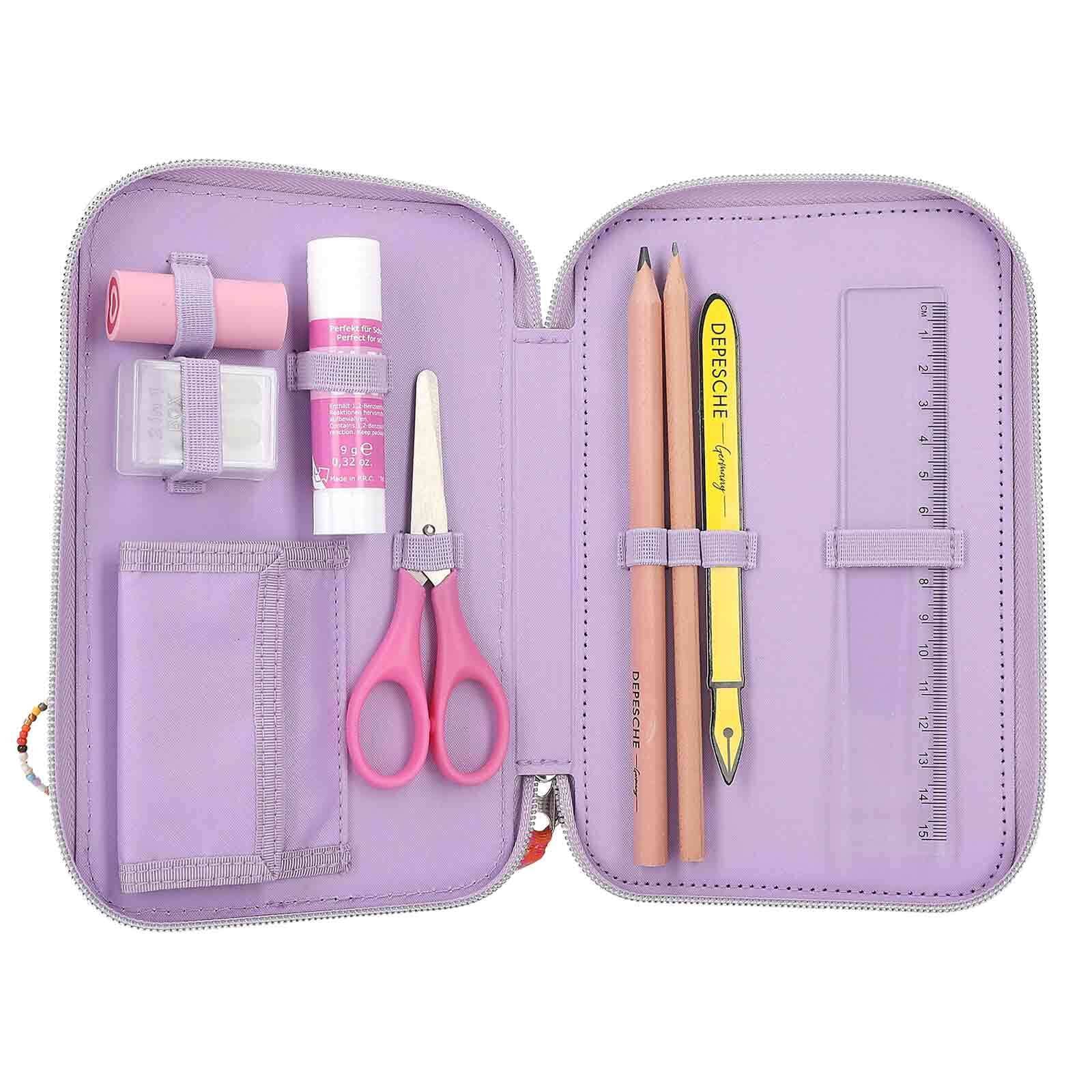 Depesche Buntstift »3-Fach Federtasche mit Stifte TOPModel 20,5 x 14,3 cm violett«