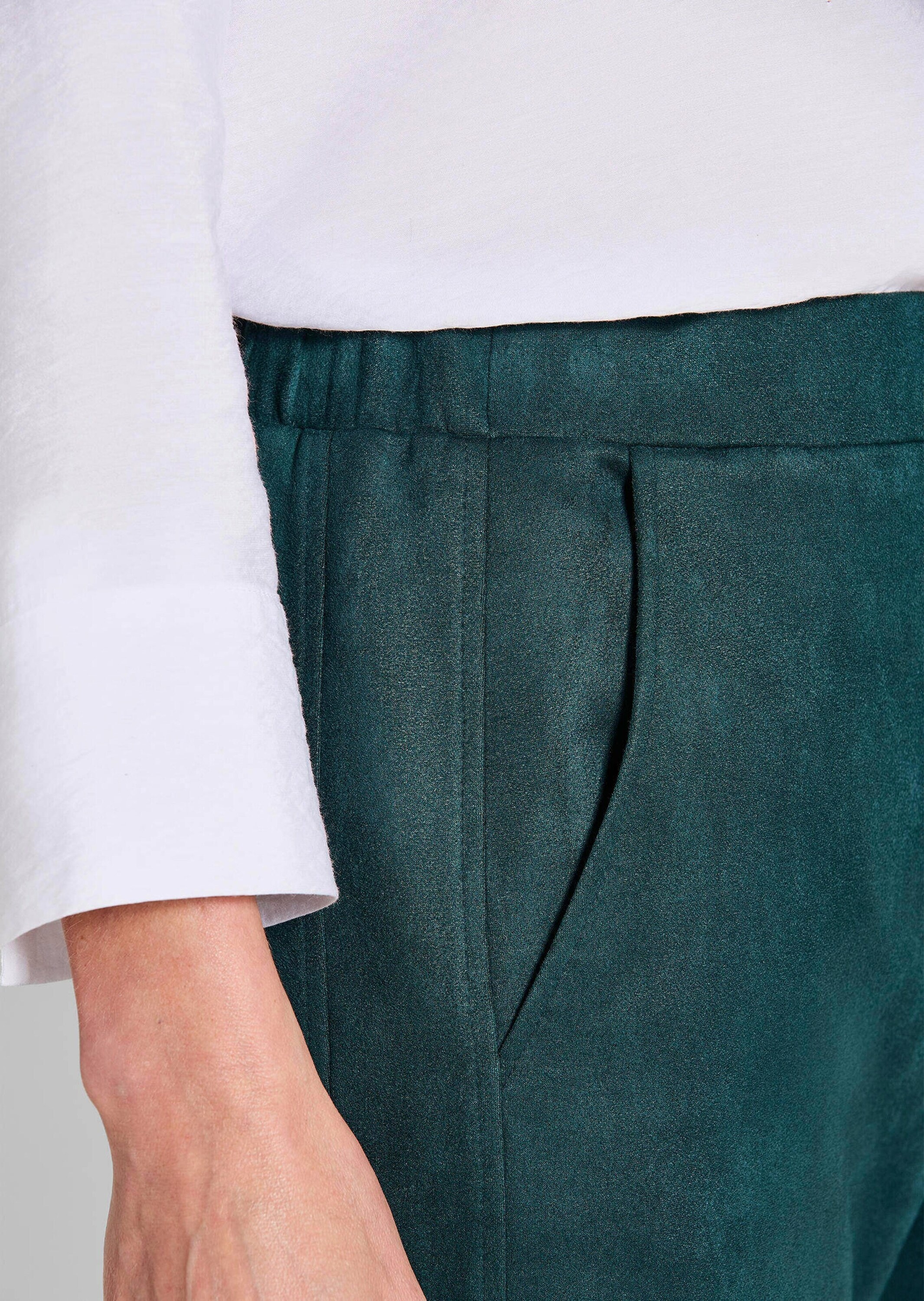 GOLDNER Chinohose »Hose LOUISA in Veloursleder-Optik«