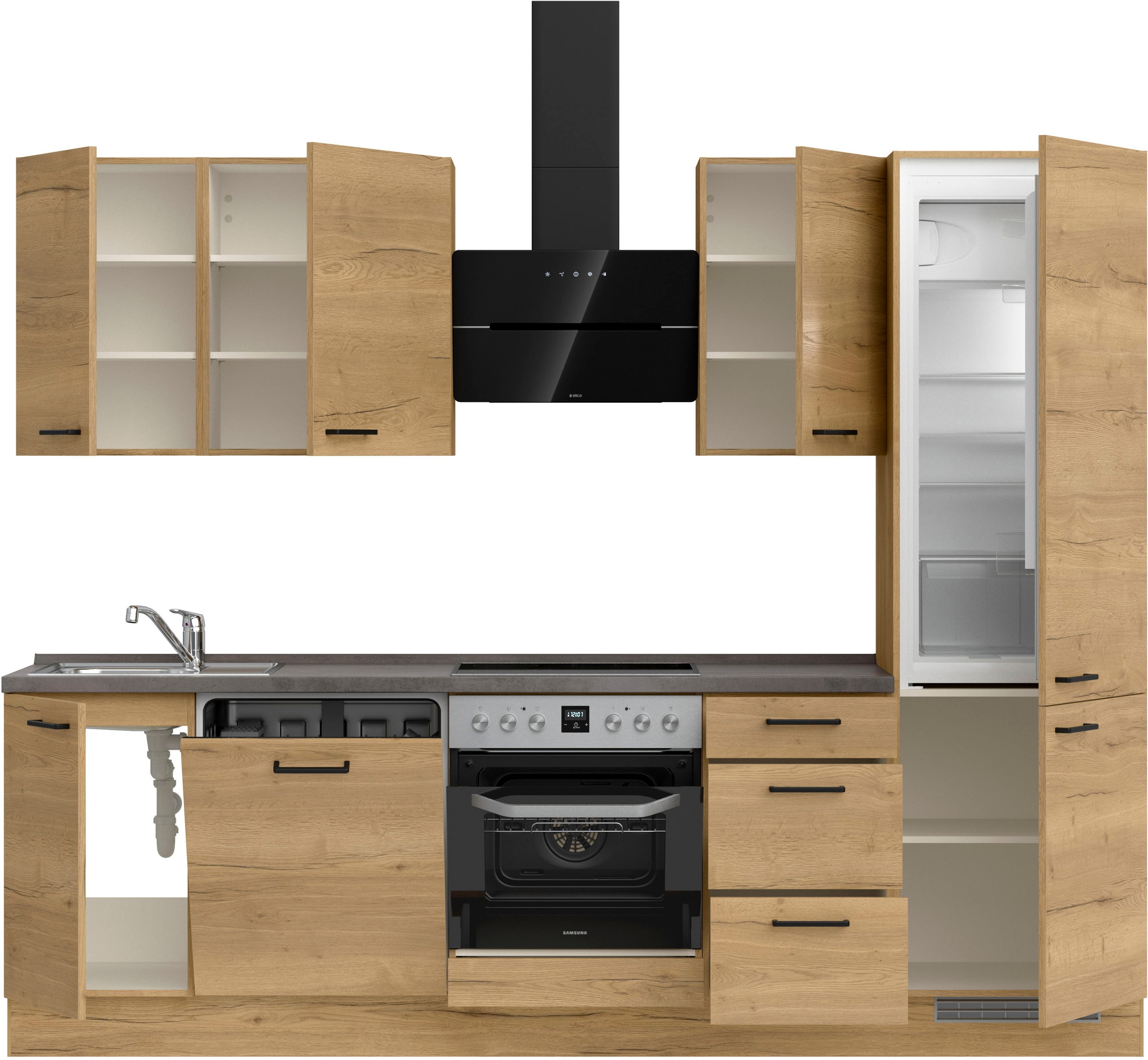 nobilia® Küchenzeile »"Structura II"«, vormontiert, Ausrichtung wählbar, Breite 270 cm, wahlw. mit E-Geräten