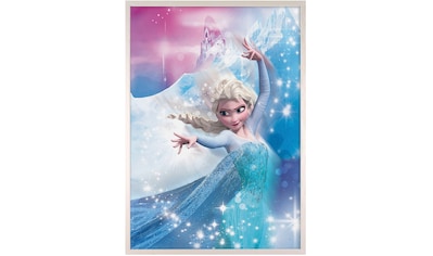 Bild mit Rahmen »Bilderrahmen Holz White mit Wandbild "Frozen 2 Elsa Action" als Set«