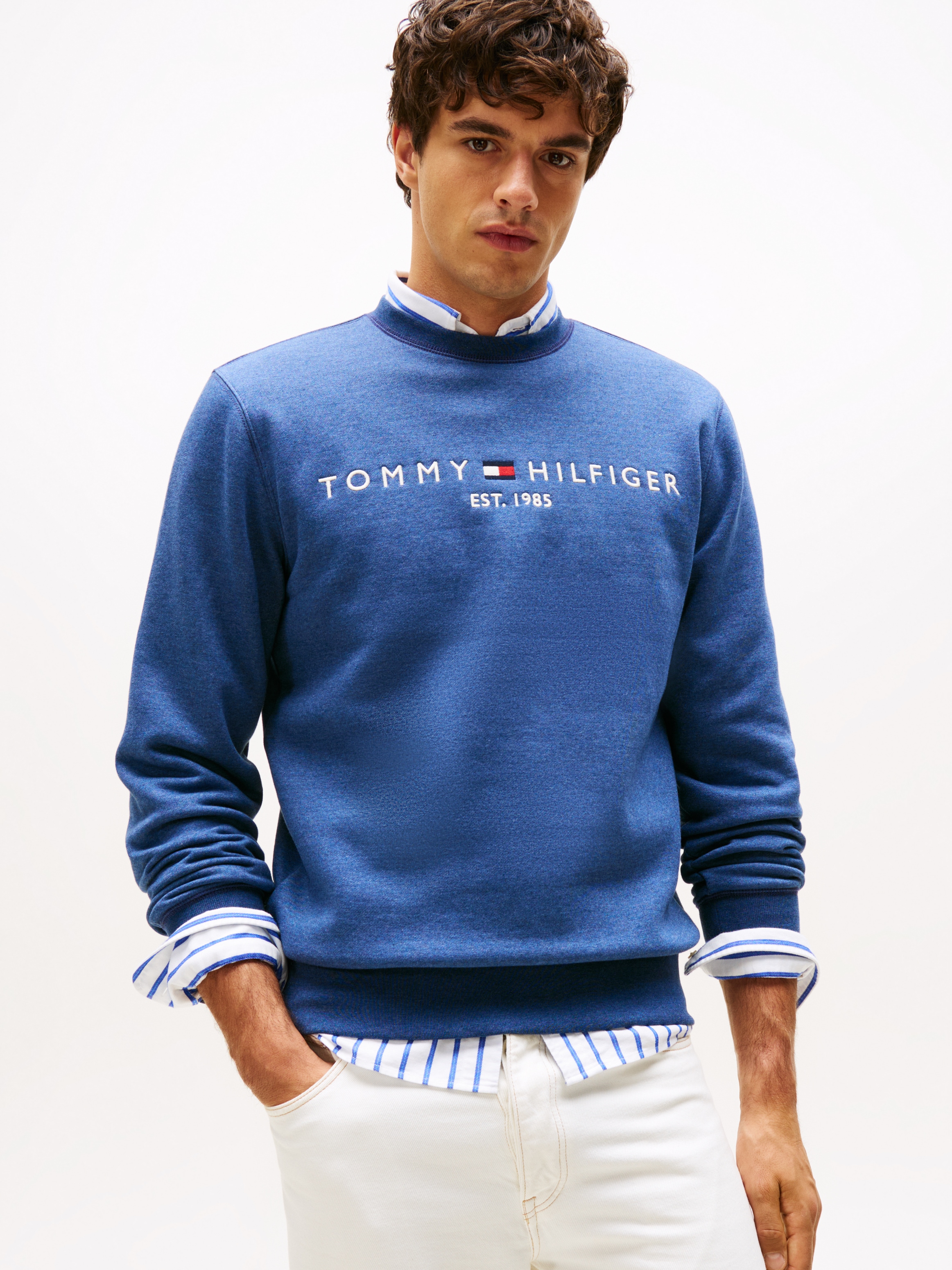Tommy Hilfiger "TOMMY LOGO SWEATSHIRT mit Rundhals und Stickerei", unifarbe günstig online kaufen