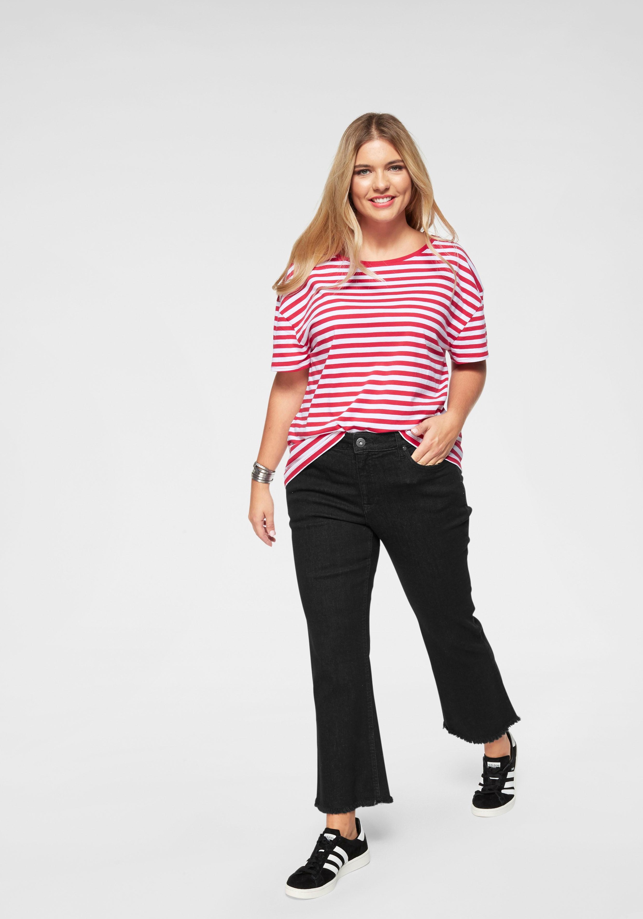 AJC Women's Striped T-Shirt White/Red Size L 3