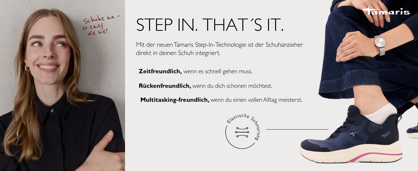 Tamaris Keilsneaker, Keilabsatz, Freizeitschuh, Schlupfschuh aus der STEP IN-Linie