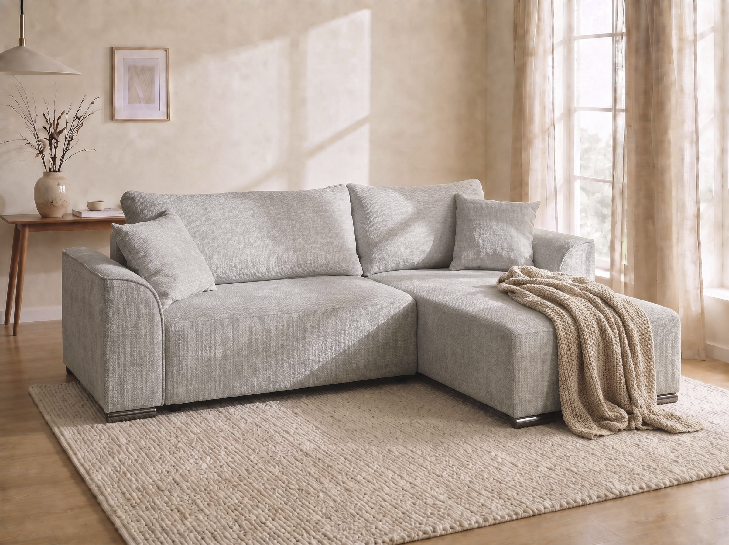 COLLECTION AB "Sara L-Form, B: 236 cm, Schlaffunktion, Bettkasten, optional Topper" Bonnellfederkern, Liegefl. 116x190 cm, Couch als Schlafsofa