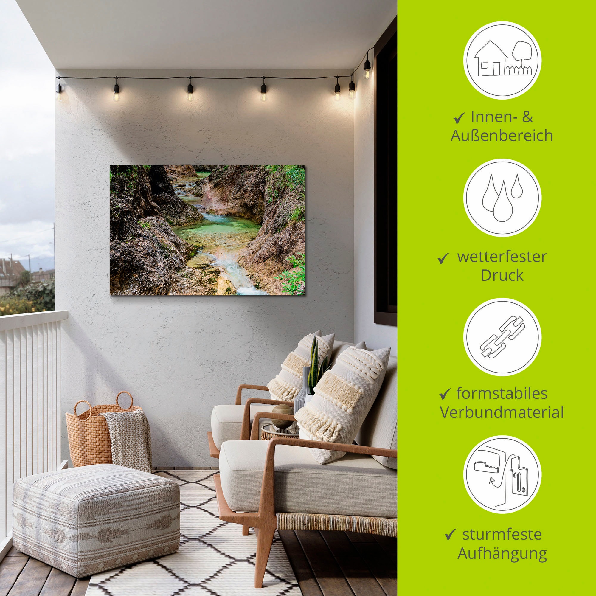 Artland Alu-Dibond-Druck »Almbachklamm im Berchtesgadener Land«, Gewässer, (1 St.), für Innen- und Außenbereich geeignet, Outdoorbild