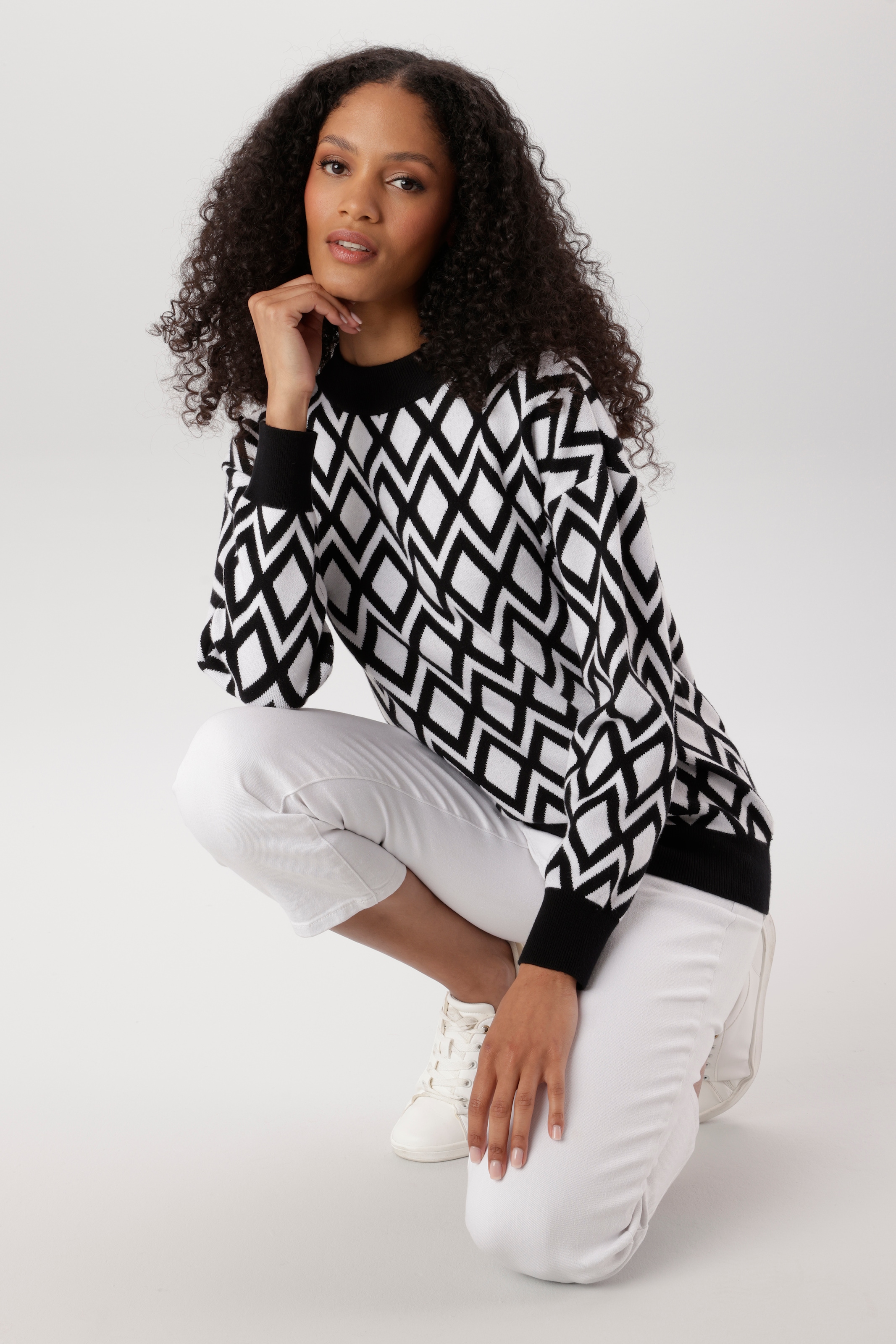 Aniston SELECTED Strickpullover mit geometrischer Rautenmusterung allover - NEUE KOLLEKTION