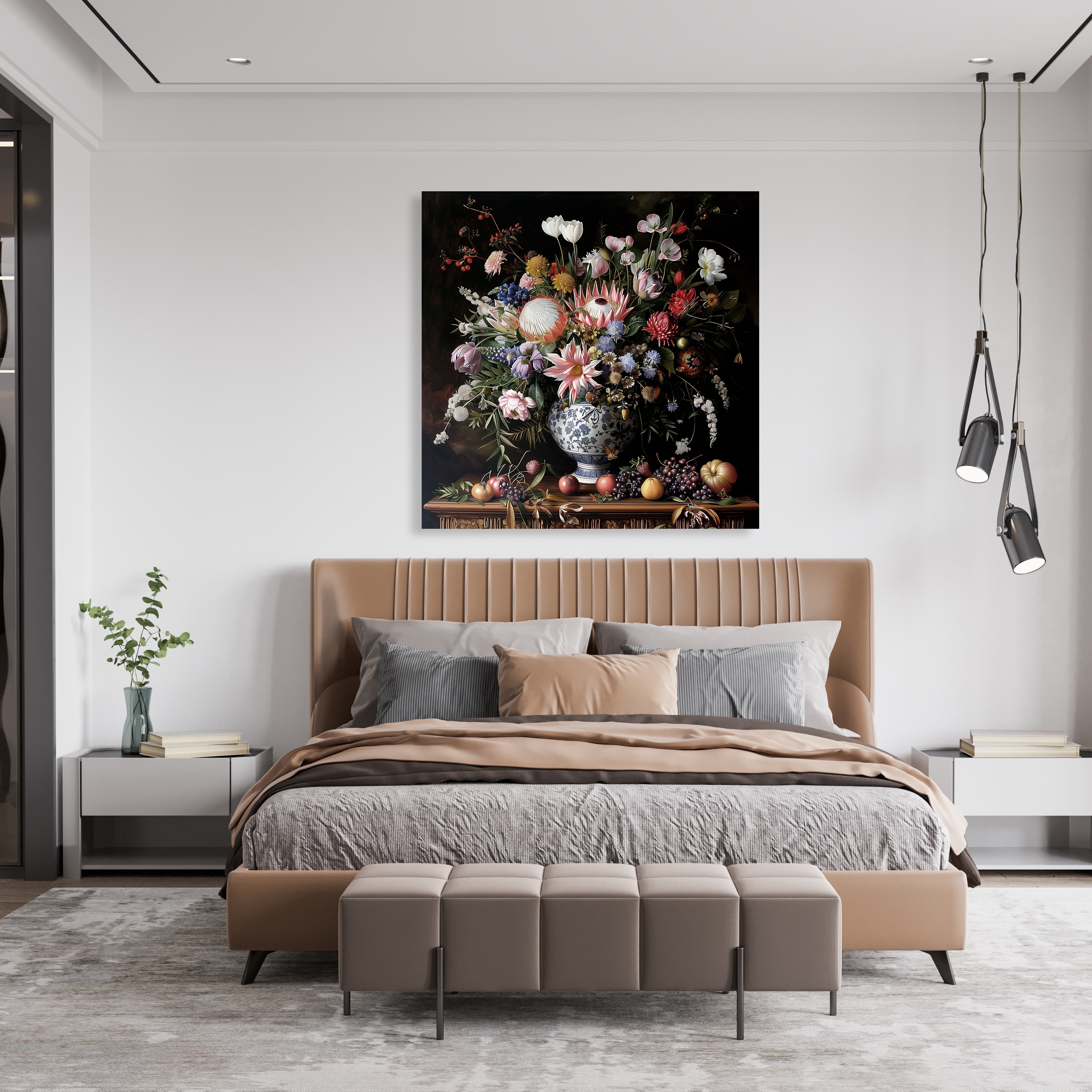 queence Leinwandbild "Bunter Blumenstraß" Blumen Blumenbilder Gemälde Kunst Pflanzen Pflanzenbilder Romantisch Stillleben Vasen Vasen & Töpfe 1 Stk. tlg. Premium-Leinwandstoff, Handarbeit aus Deutschland