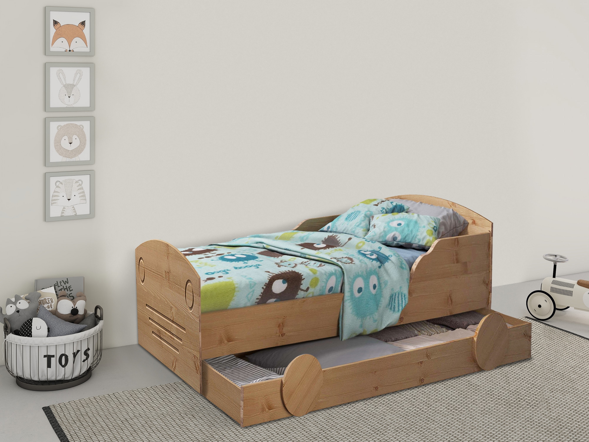 Lüttenhütt Kinderbett »Levke«, aus massiver Kiefer, 90x160 cm, inklusive Schubkasten und Lattenrost