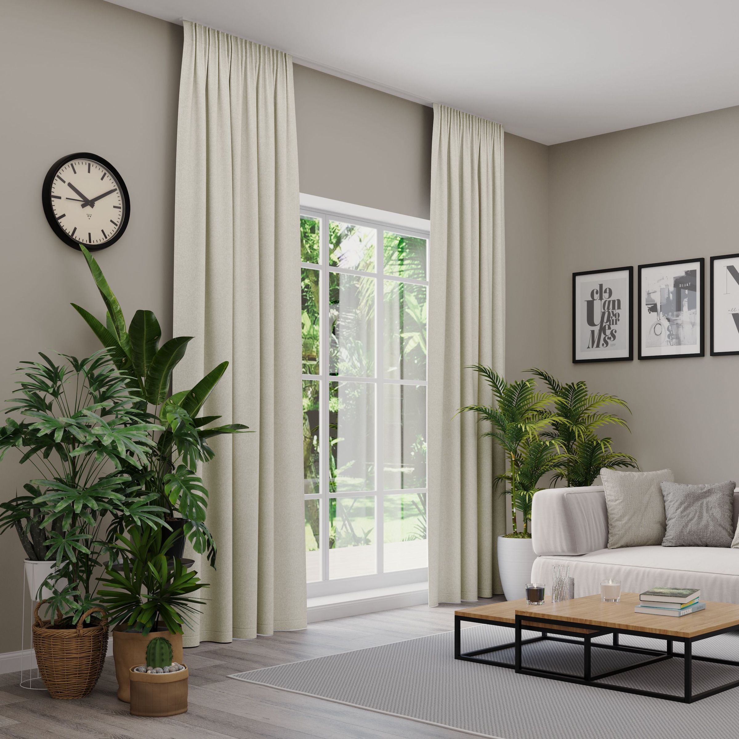 Vorhang nach Maß NEUTEX FOR YOU, B:137cm H:280cm, beige, Jacquard, Obermaterial: 100% Polyester, Gardinen nach Maß, "ARUBA", Uni Dimout, hochwertige