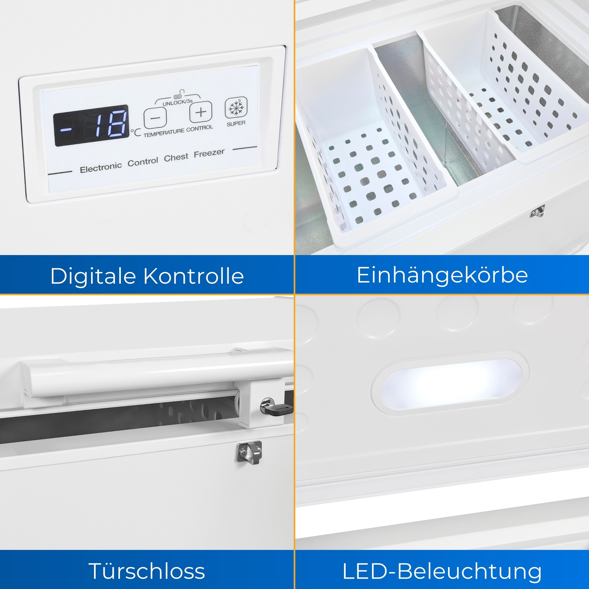 exquisit Gefriertruhe »GT200-HE-040C«, 84,5 cm hoch, 102,6 cm breit, EEK C, 198 L Nutzinhalt, Schnellgefrieren, Kühltruhe 2-in-1 Gerät