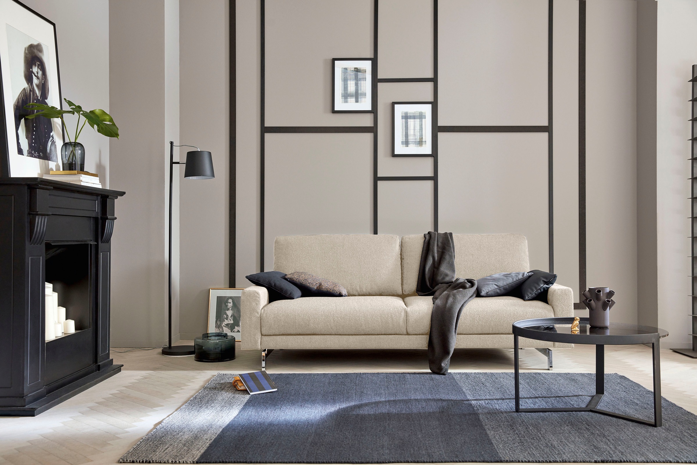 Creation BY ROLF BENZ 3-Sitzer »CR.450, Designsofa, Loungesofa«, Armlehne niedrig, Fuß chromfarben glänzend, Breite 204 cm