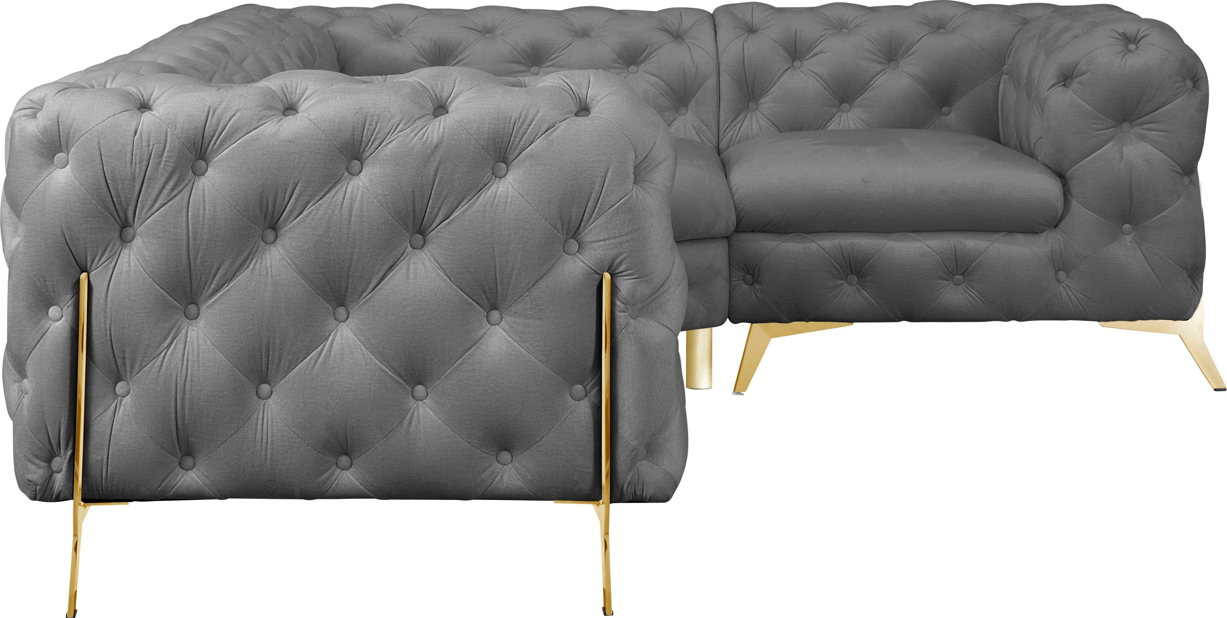 Leonique Chesterfield-Sofa »Amaury L-Form«, moderne Chersterfield-Optik, Breite 262 cm, Fußfarbe wählbar