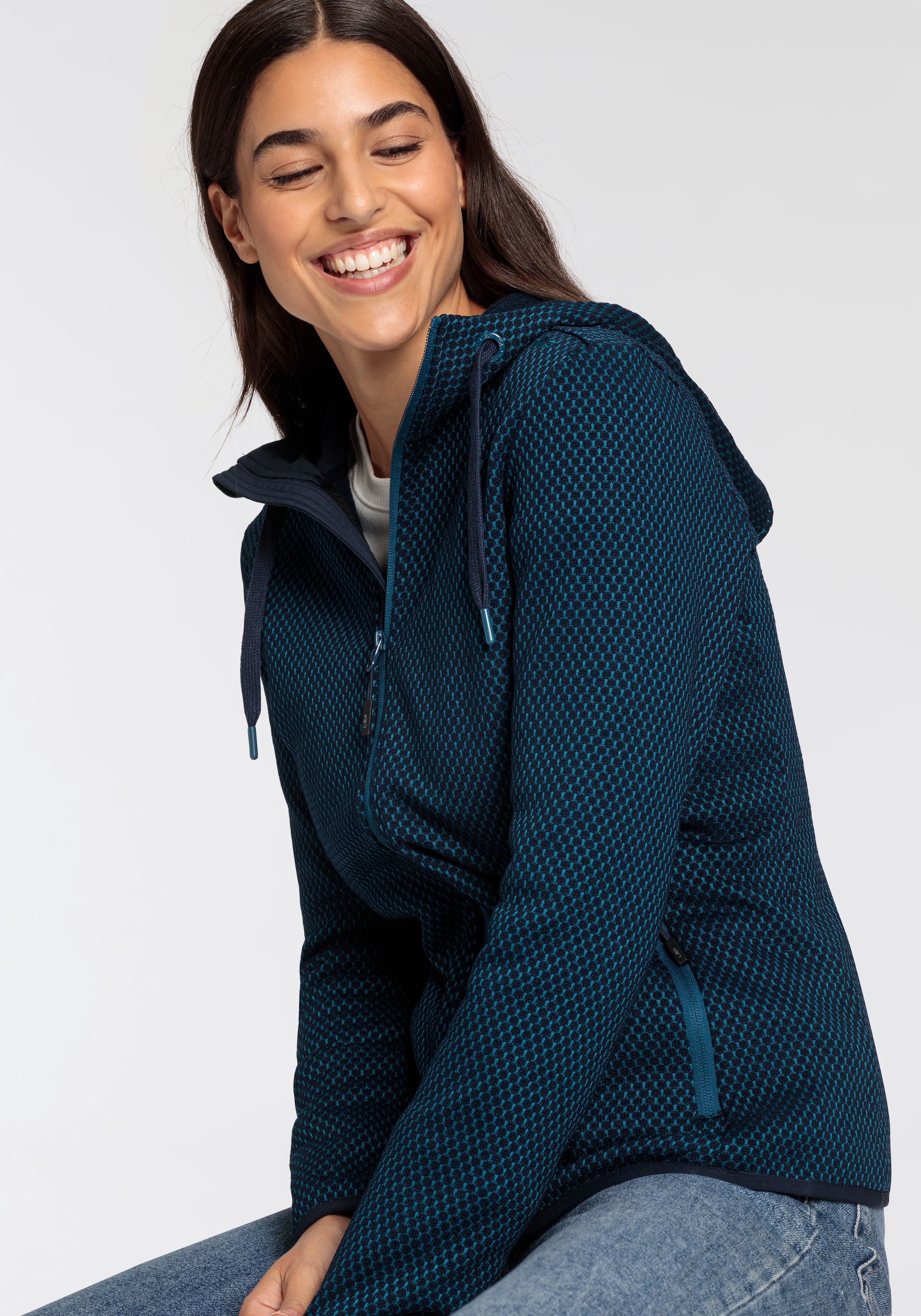 CMP Strickfleecejacke, mit Kapuze, Wärmend & windabweisend & Atmungsaktiv