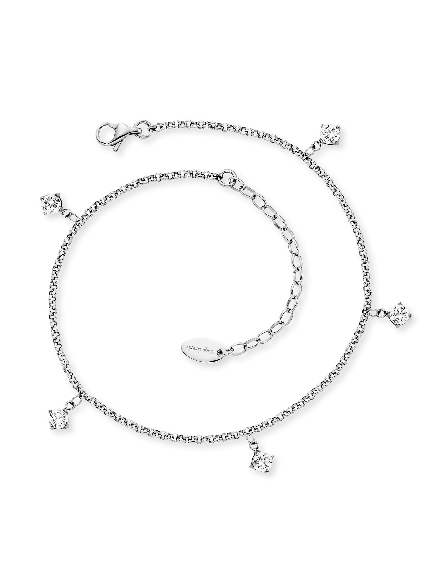 ENGELSRUFER Damen Fußkette "Shiny", Edelstahl, silber, Edelstahl, Fußketten, Made in Germany - mit Zirkonia (synth.)