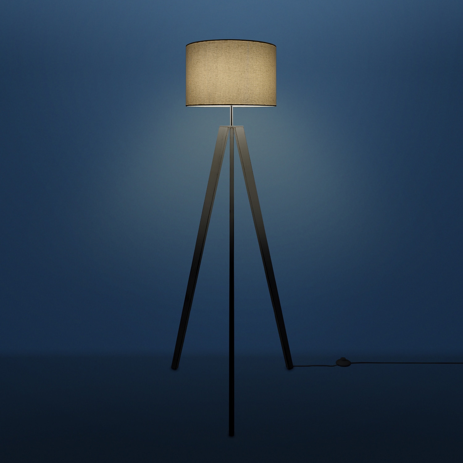 Paco Home Stehlampe »Canvas uni Color«, 1 flammig, Leuchtmittel E27 | ohne Leuchtmittel, Stehlampe Vintage Fuß LED Lampe Wohnzimmer Skandinavischer Stil E27
