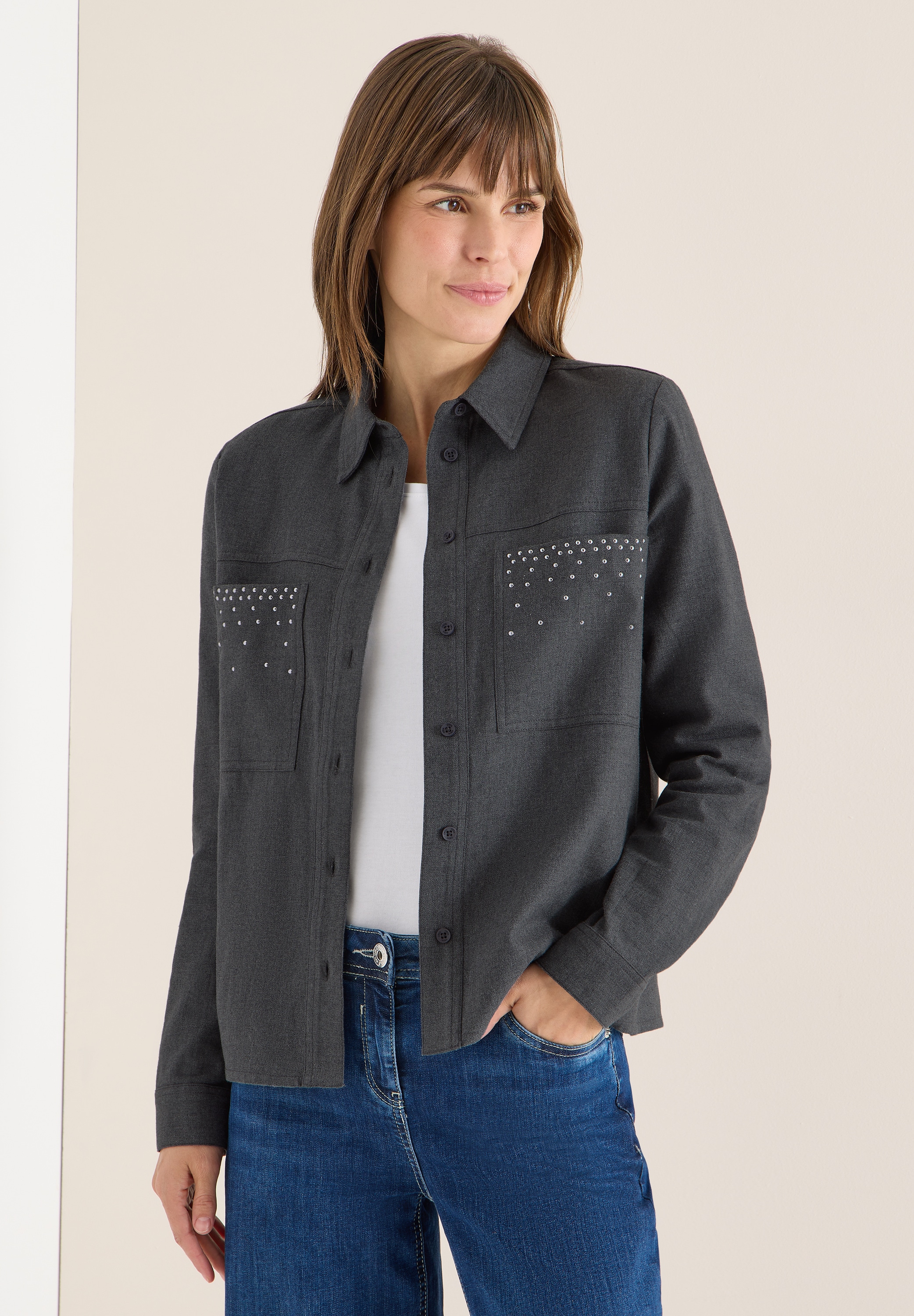 Cecil Langarmbluse aus reiner Baumwolle günstig online kaufen