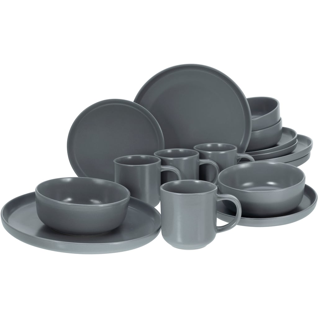 CreaTable Kombiservice »Nordic Grau Matt«, (Set, 16 tlg.)