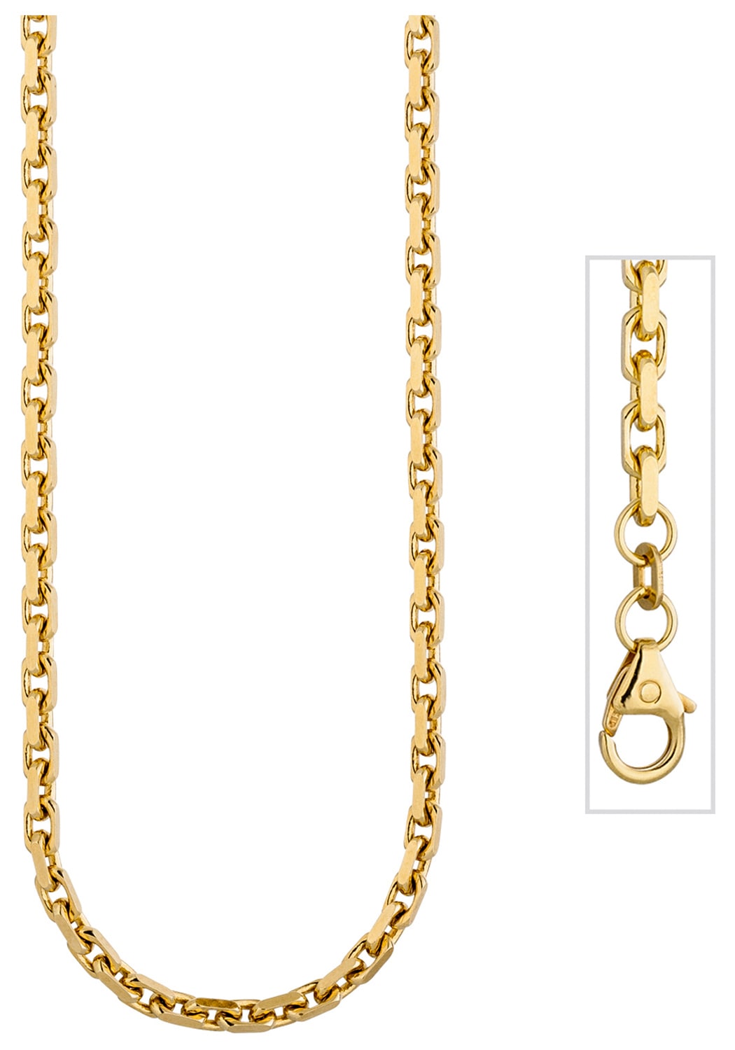 JOBO Goldkette, Ankerkette 585 Gold diamantiert 50 cm 3 mm