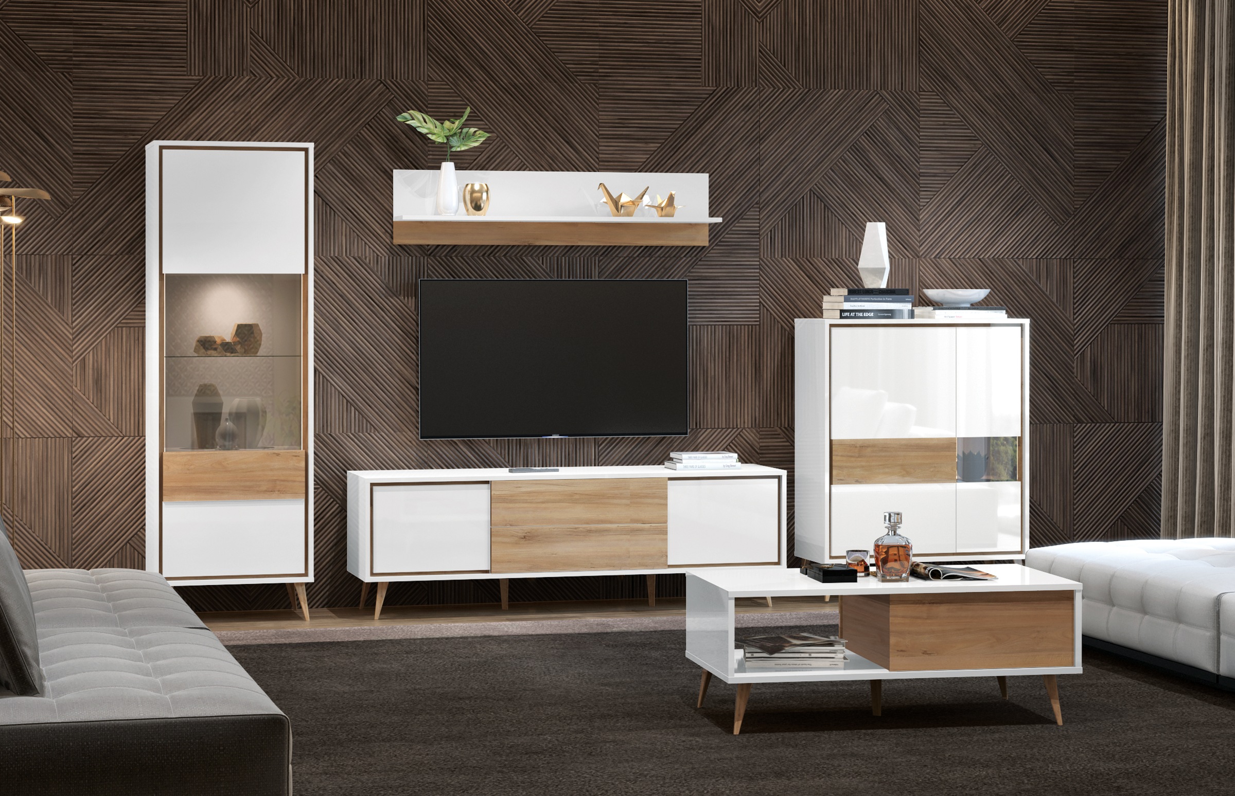 Thumbnail - OTTO home Highboard "Vida" (H/B/T): 121/95/40cm, UV lackiert, hochglänzend, Soft-Close und Push-to-open Funktion