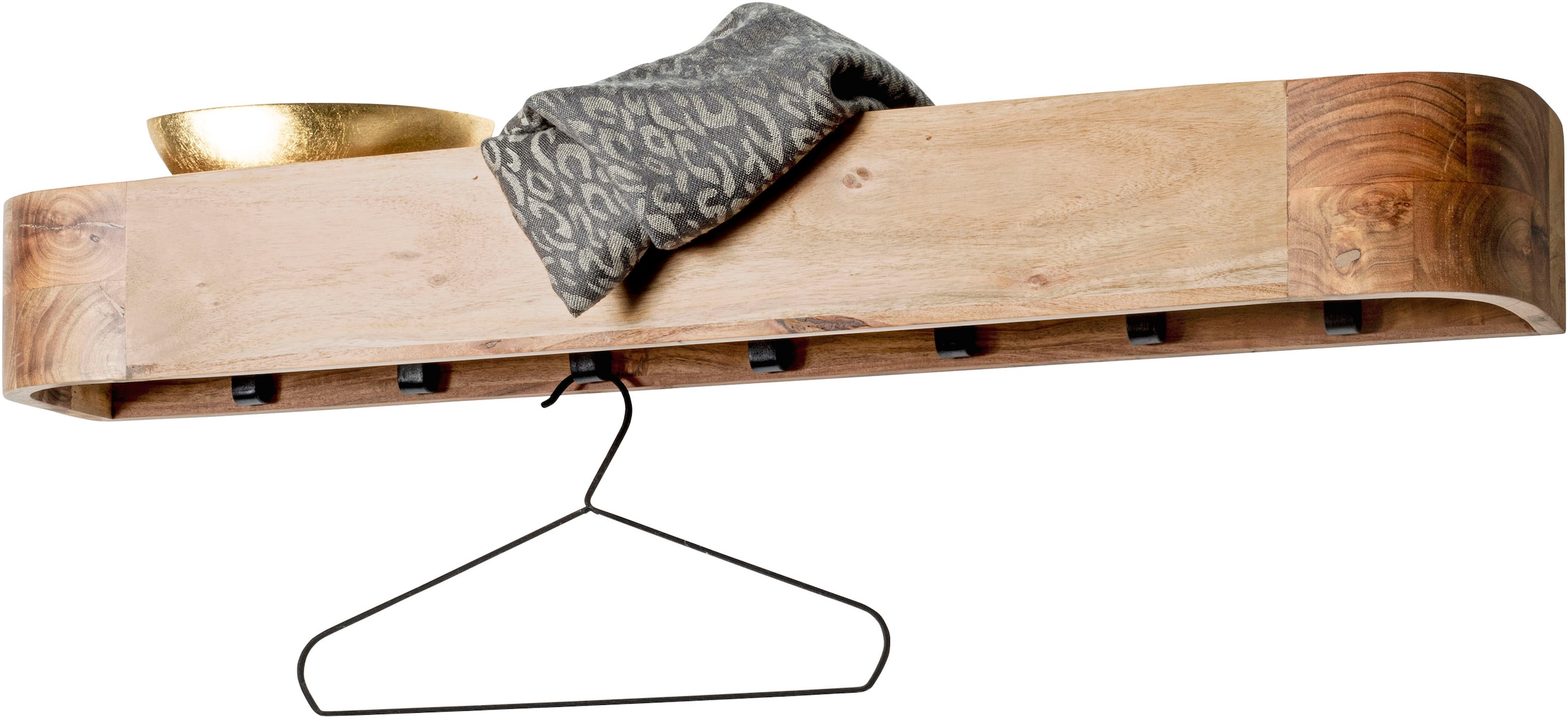 HAKU Wandgarderobe »Wandgarderobe« 1 Stk. tlg. rechteckig - aus Massivholz Braun - B/T/H 100/20/13 cm