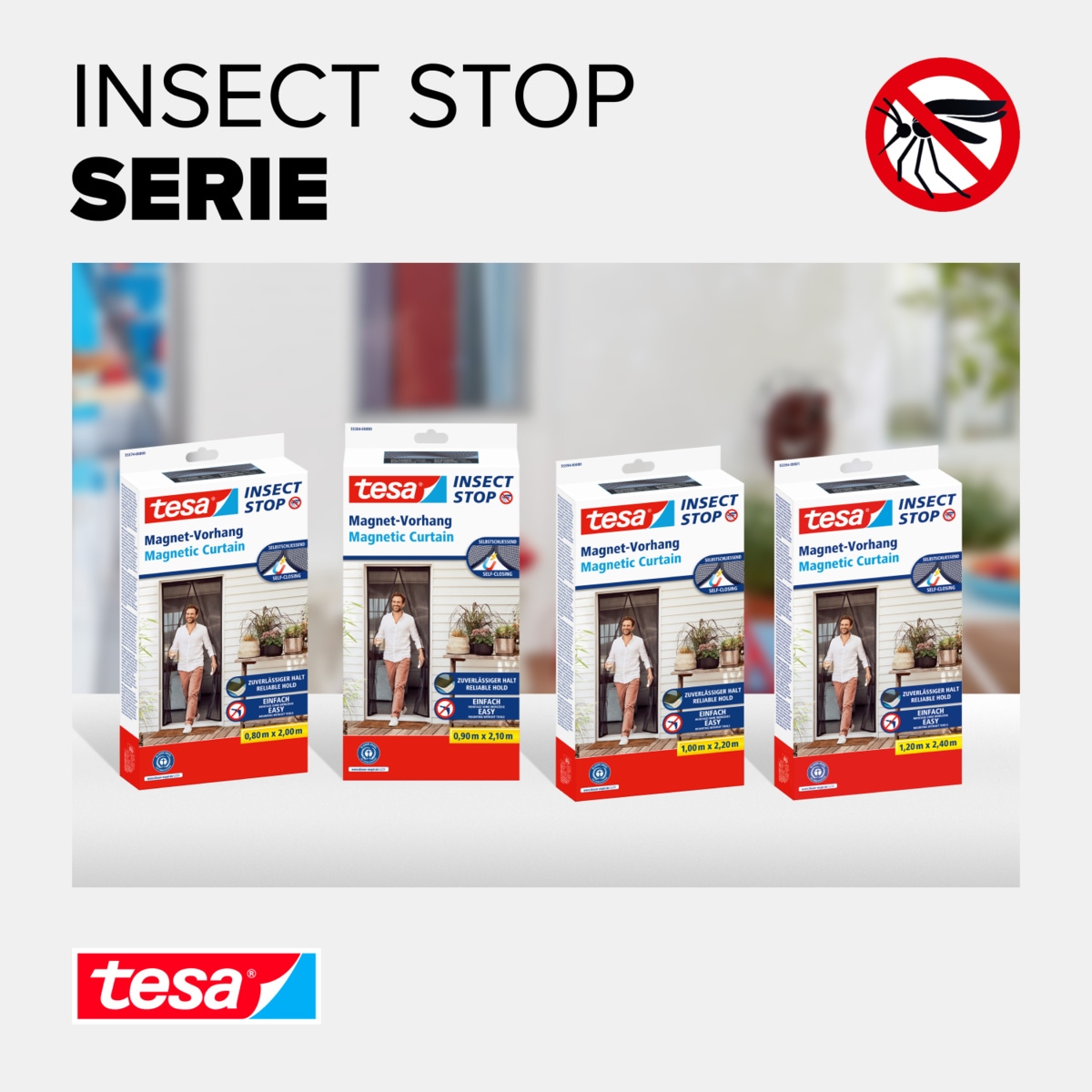 tesa Insektenschutz-Vorhang »Insect Stop Magnetvorhang selbstschließend, S - 0,80 m x 2,00 m«, Insektenschutzvorhang mit Magneten - für Balkon- und Terrassentüren