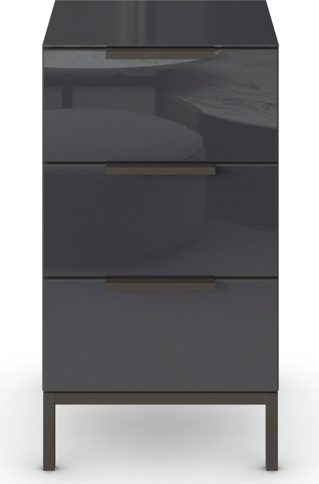 rauch Nachtkommode »Nachttisch Nachtschrank Nachtkonsole FLIPP mit Glasfront«, (Breite 40 cm), mit 3 Schubladen und Soft-Close-Funktion, Oberboden und Front Glas