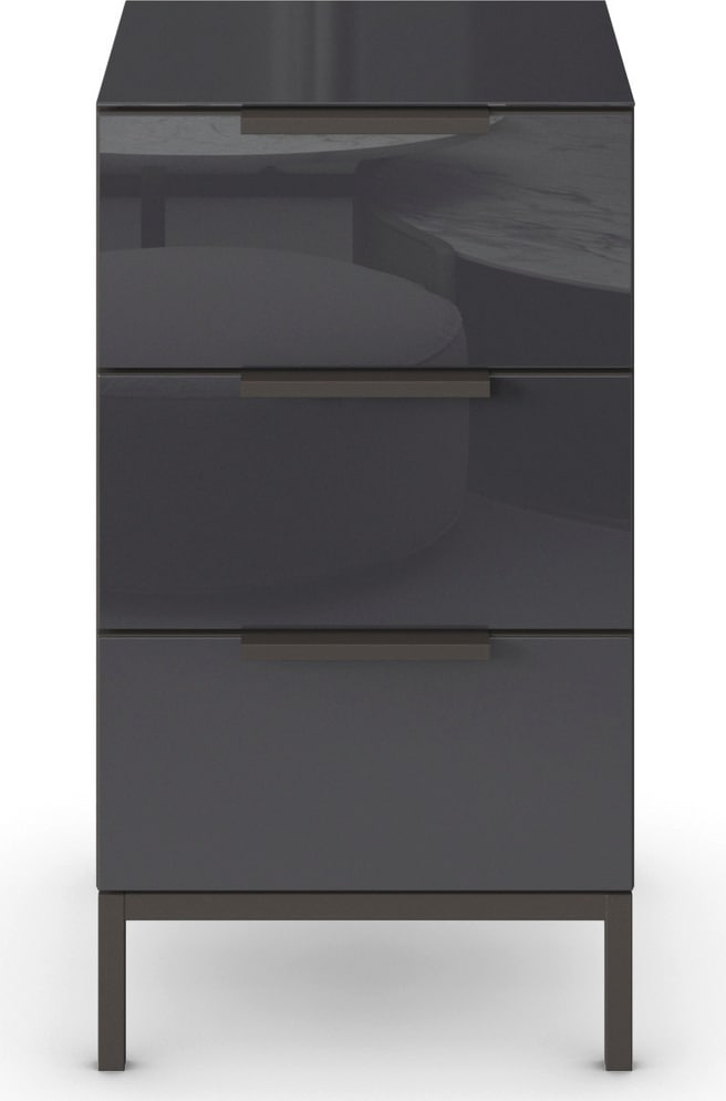 rauch Nachtkommode "Flipp", mit 3 Schubladen und Soft-Close-Funktion, Oberboden und Front Glas