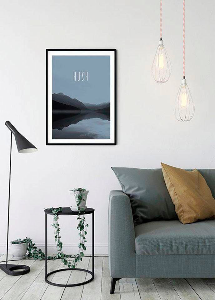 Komar Poster »Word Lake Hush Steel«, Natur, (1 St.), Kinderzimmer, Schlafzimmer, Wohnzimmer