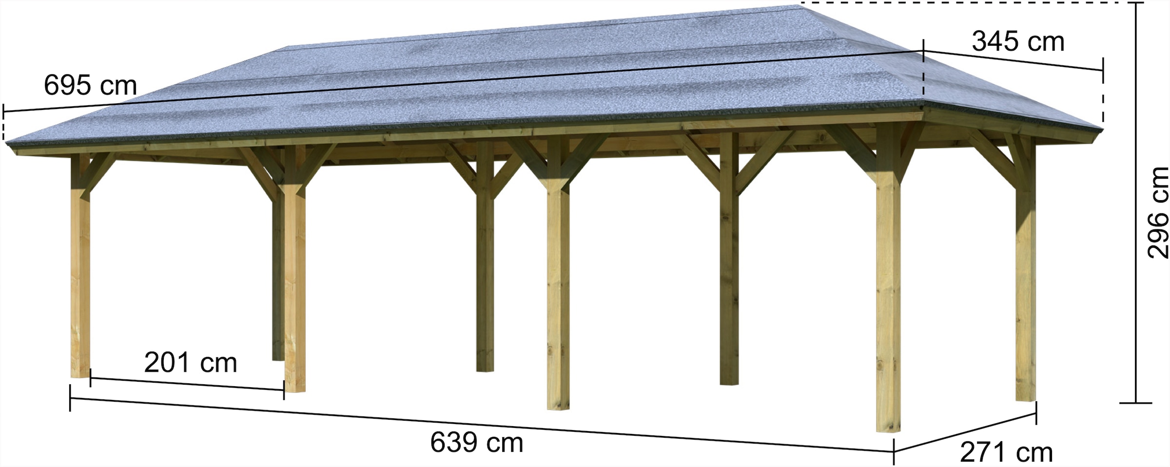 Karibu Pavillon »Mailand 2«, BxT: 345x695 cm