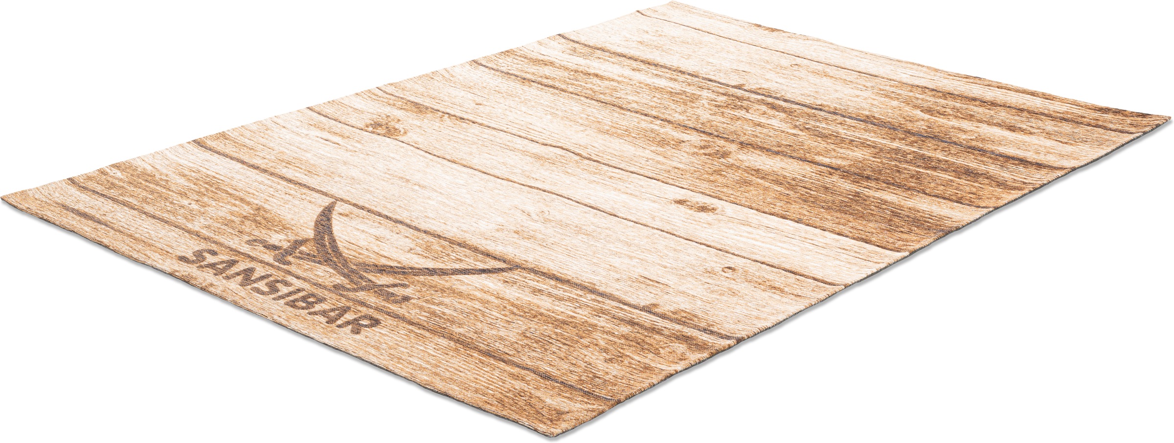 Sansibar Teppich »Keitum 009« rechteckig 3 mm Höhe Flachgewebe, Motiv Holzdielen & gekreuzte Säbel, auch in rund