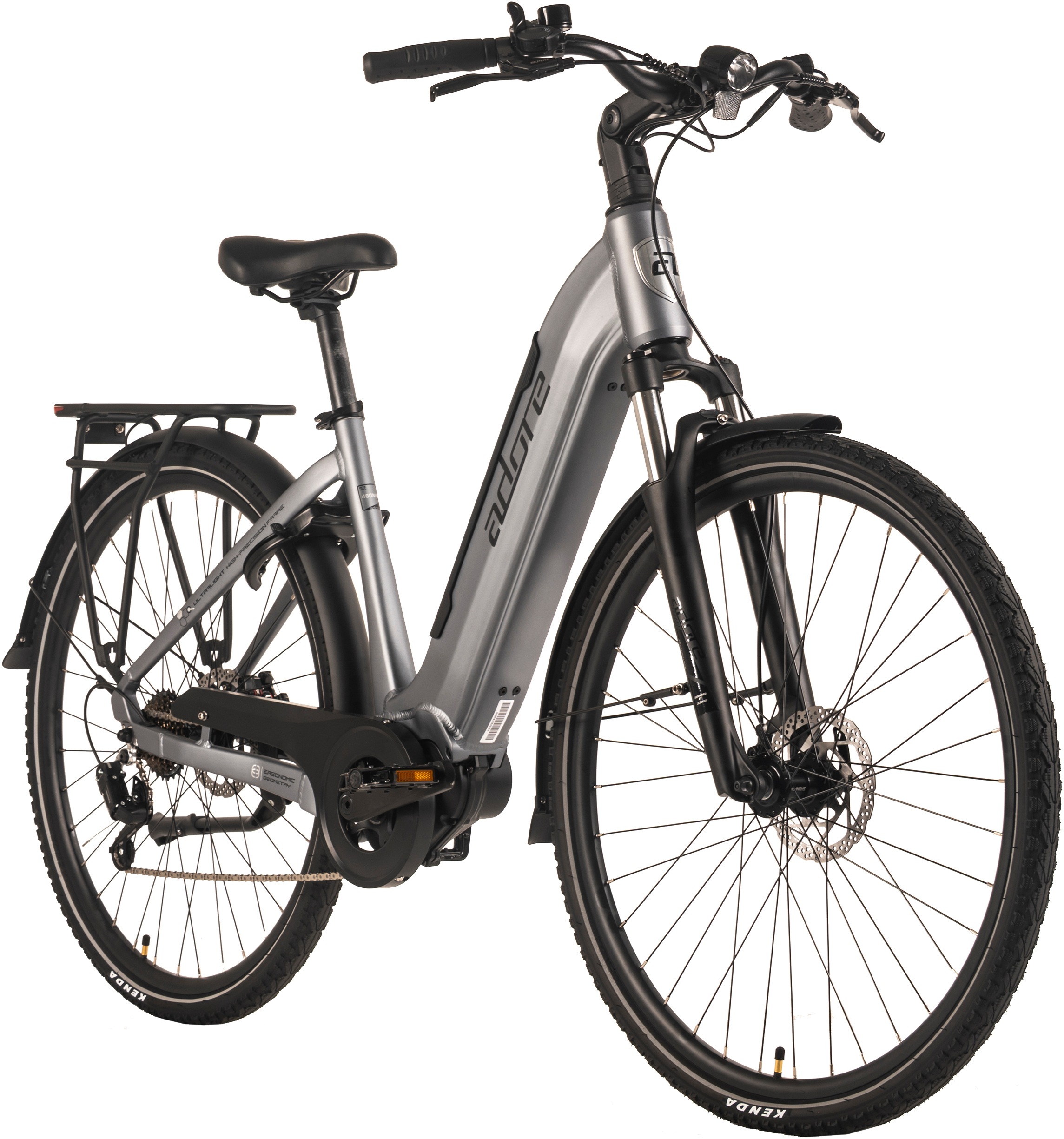 Adore E-Bike »28" Alu Cityfahrrad CX-660 Mittelmotor 75NM / 14,7Ah Grau matt«, 7 Gang, Shimano, Tourney, Mittelmotor 250 W