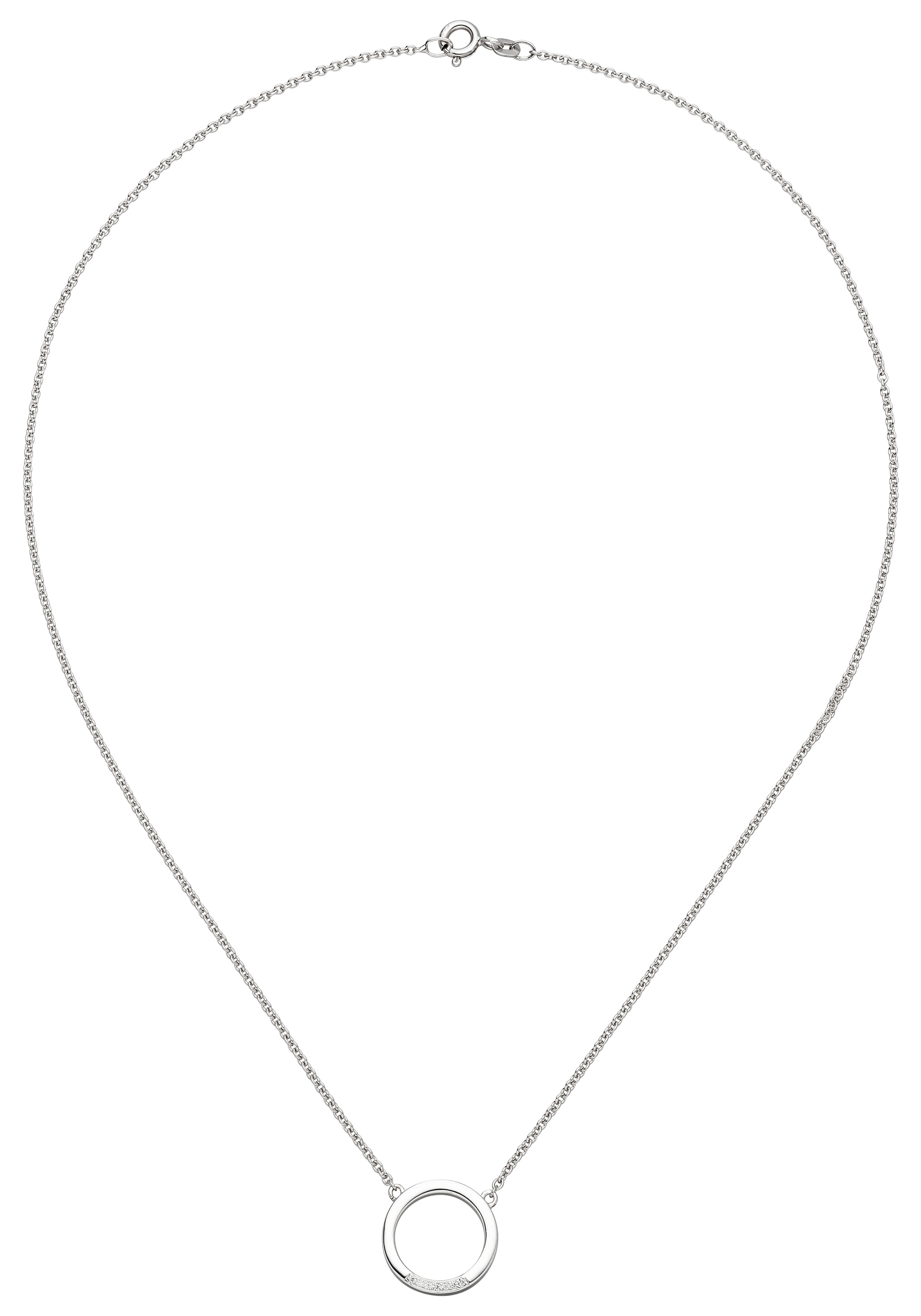 JOBO Kette mit Anhänger »Kreis Ring« 585 Weißgold mit 7 Diamanten 43 cm