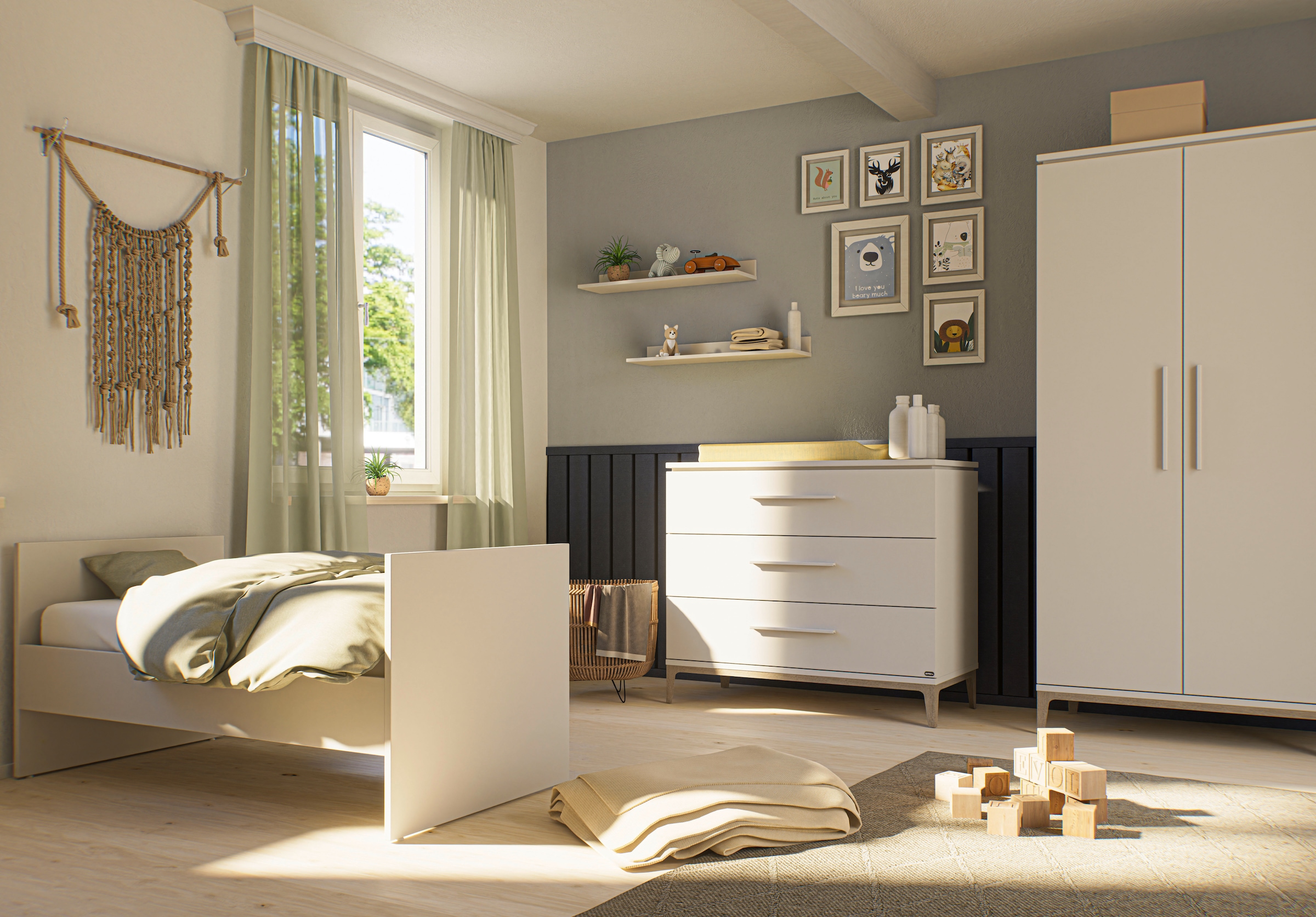 PAIDI Wickelkommode »CUTIE LEA in Weiß, 3 Schubladen, inkl. abnehmbarem Wickelaufsatz« bis 50 kg Kommode in Off-White, 110 cm Breite, Soft-Close-Funktion, Wickeltisch 110 cm