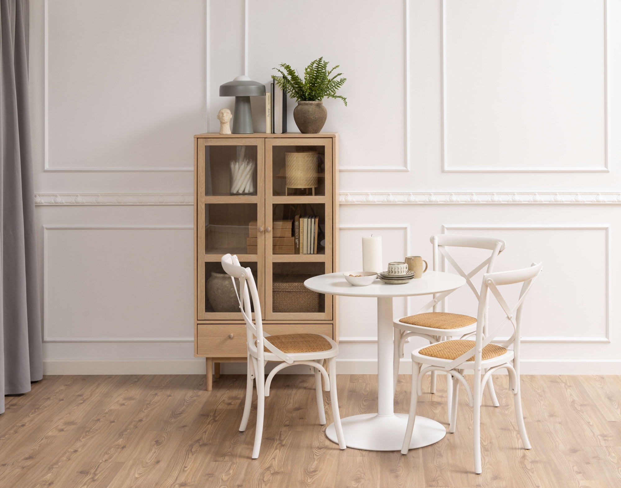 ACTONA GROUP Vitrine »Aston«, Schrank, 2 Glastüren, 2 Einlegeböden, 1 Schublade, Eiche Furnier