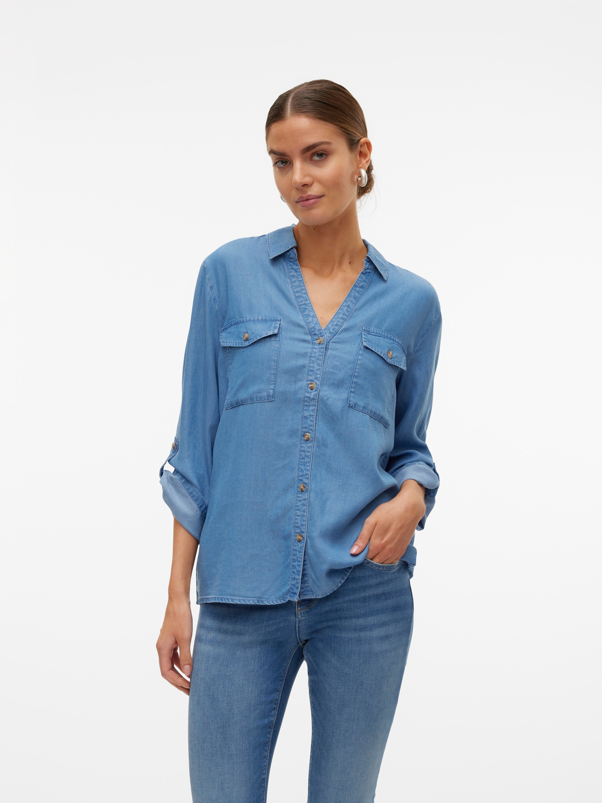 Vero Moda Hemdbluse "VMBREE 7/8 SLEEVE LOOSE TENCEL SHIRT GA", im Denim-Loo günstig online kaufen