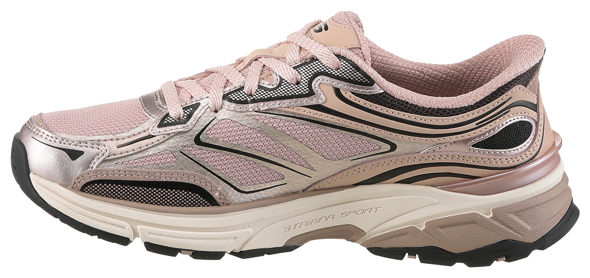Skechers Slip-On Sneaker »STAMINA SPORT«, Retro Sneaker, Schnürschuh mit Metallic-Besätzen