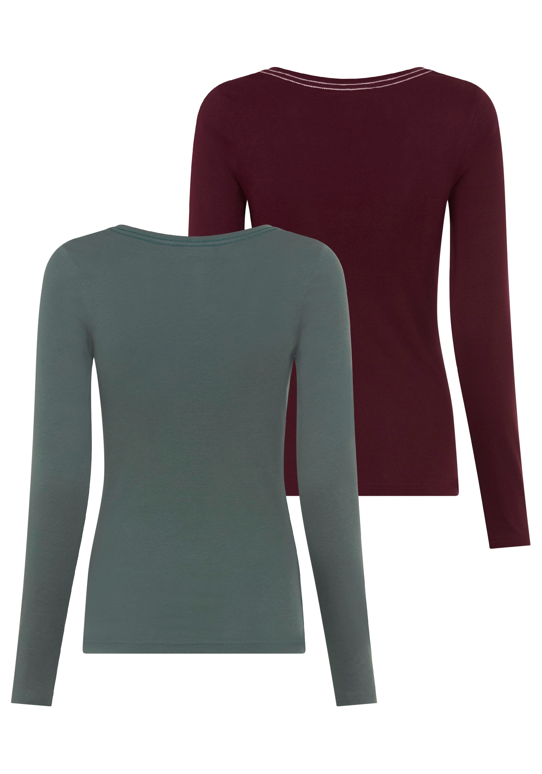 KangaROOS Langarmshirt 2er-Pack,  im 2er-Pack, hüftbedeckende Länge, Basic-Passform, Langarm