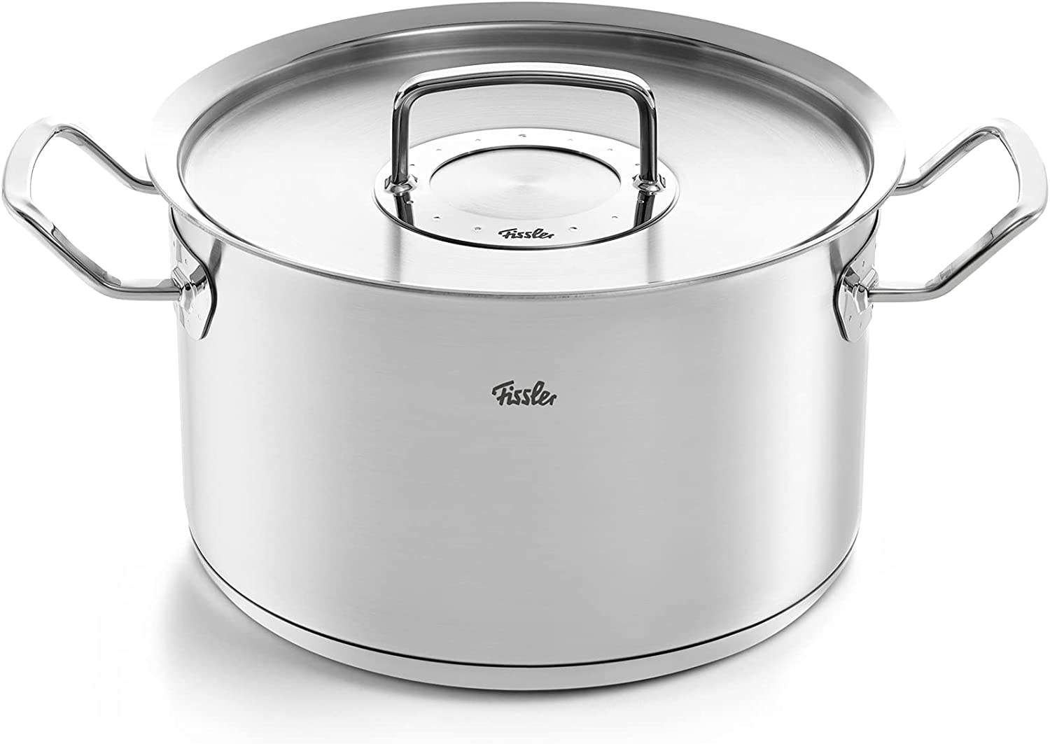 Fissler Topf-Set »ORIGINAL-PROFI COLLECTION® Edelstahl-Topfset«, Edelstahl 18/10, (9 tlg., Bratentopf 20 cm, je 1 Fleischtopf 16/20/24 cm, Servierpfanne 28 cm), mit breitem Schüttrand, Kaltmetallgriffen. Made in Germany, Induktion