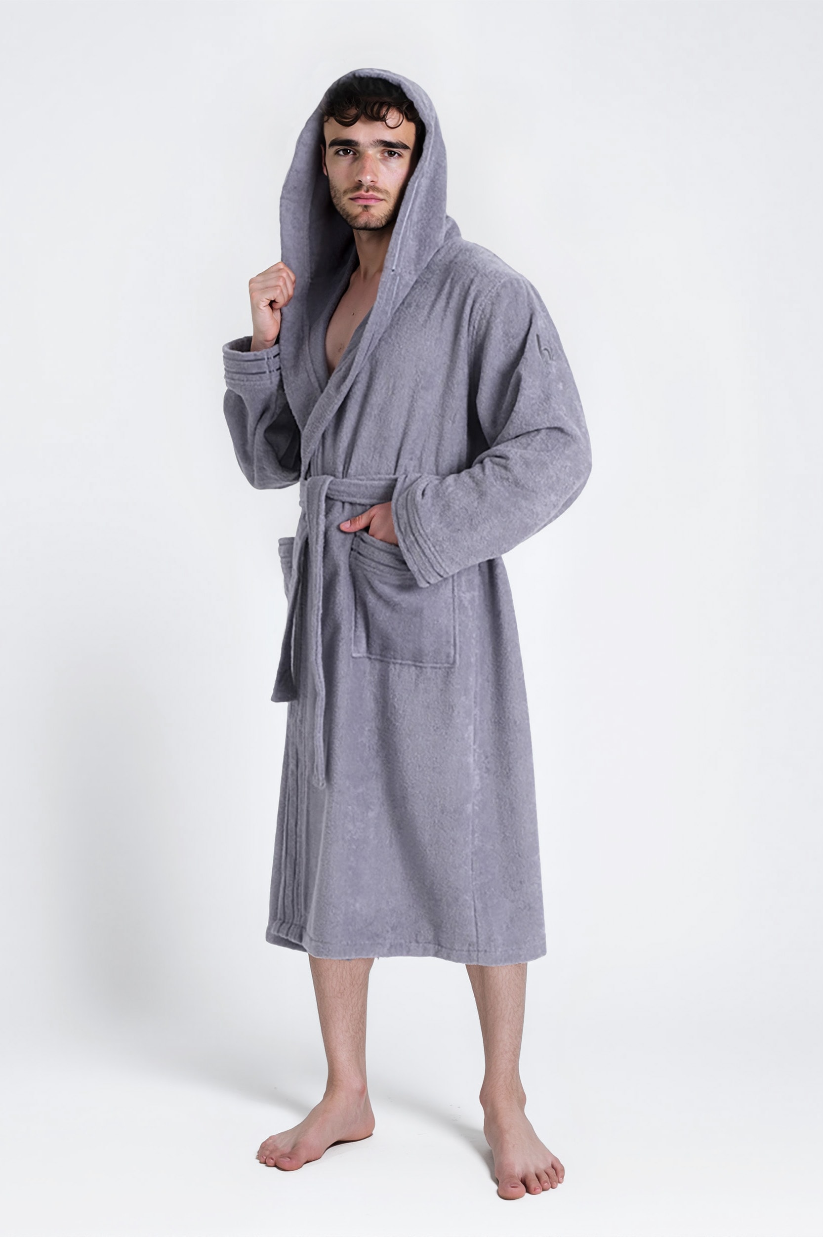 Bruno Banani Herrenbademantel »Clement, ideal für Sauna & Spa, Hotelbademantel, Morgenmantel«, (1 St.), 100% Baumwolle, einfarbig, glänzende Streifen-Bordüre, Taschen, S-4XL