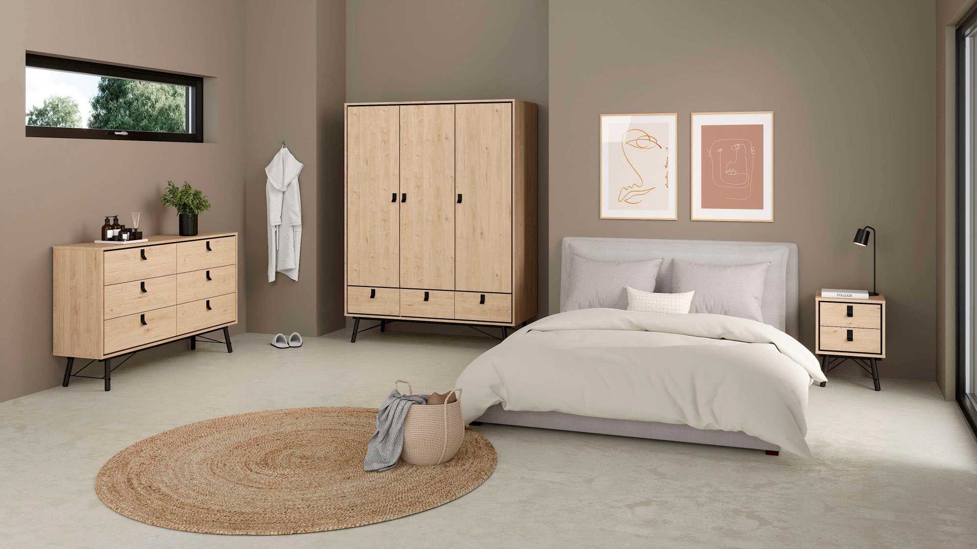 andas Kleiderschrank »RY«, mit 3 Türen und 3 Schubladen, Breite/Höhe 150/200 cm