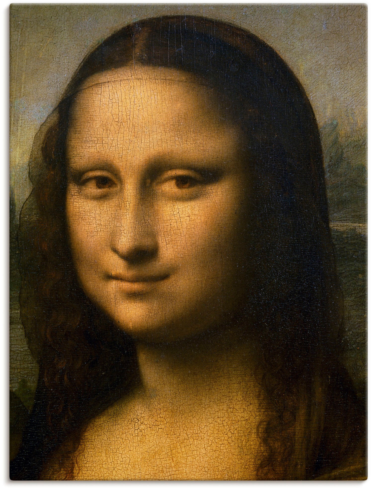 Artland Leinwandbild "Mona Lisa. Detail Kopf. 1503-1506", Frau, (1 St.), auf Keilrahmen gespannt