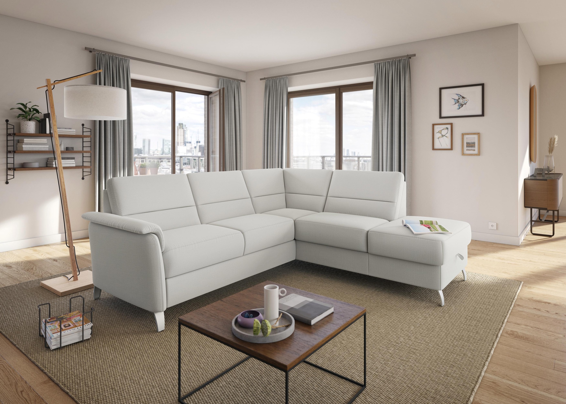 sit&more Ecksofa »Palmera L-Form«, Federkern, wahlweise mit Bettfunktion und mit/ohne Stauraum