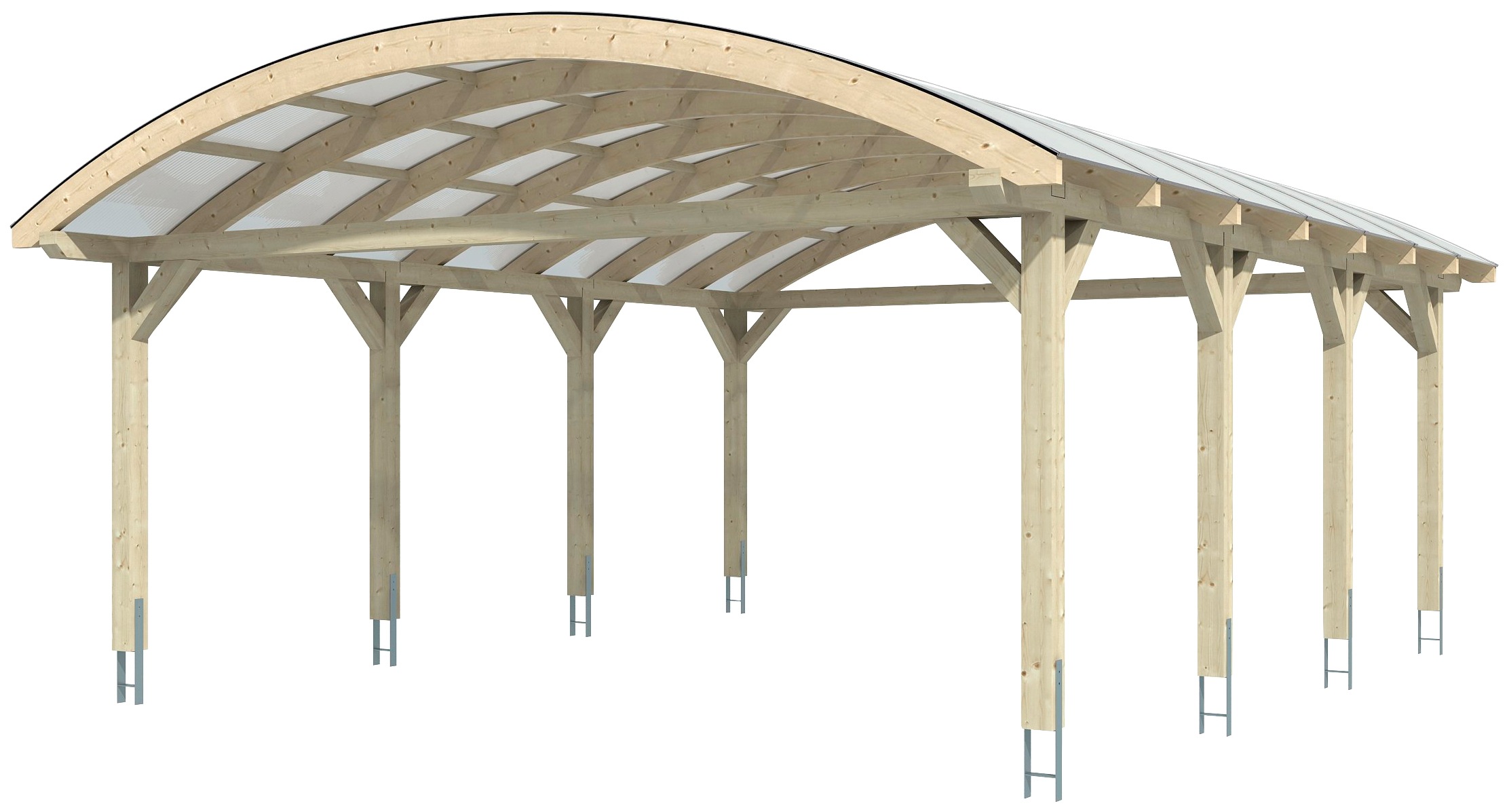Skanholz Doppelcarport "Franken" Leimholz 550 cm hellbraun